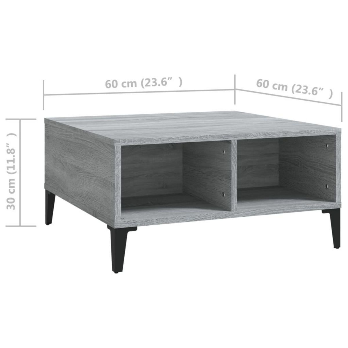 VIDAXL Table basse sonoma gris 60x60x30 cm bois d'ingenierie