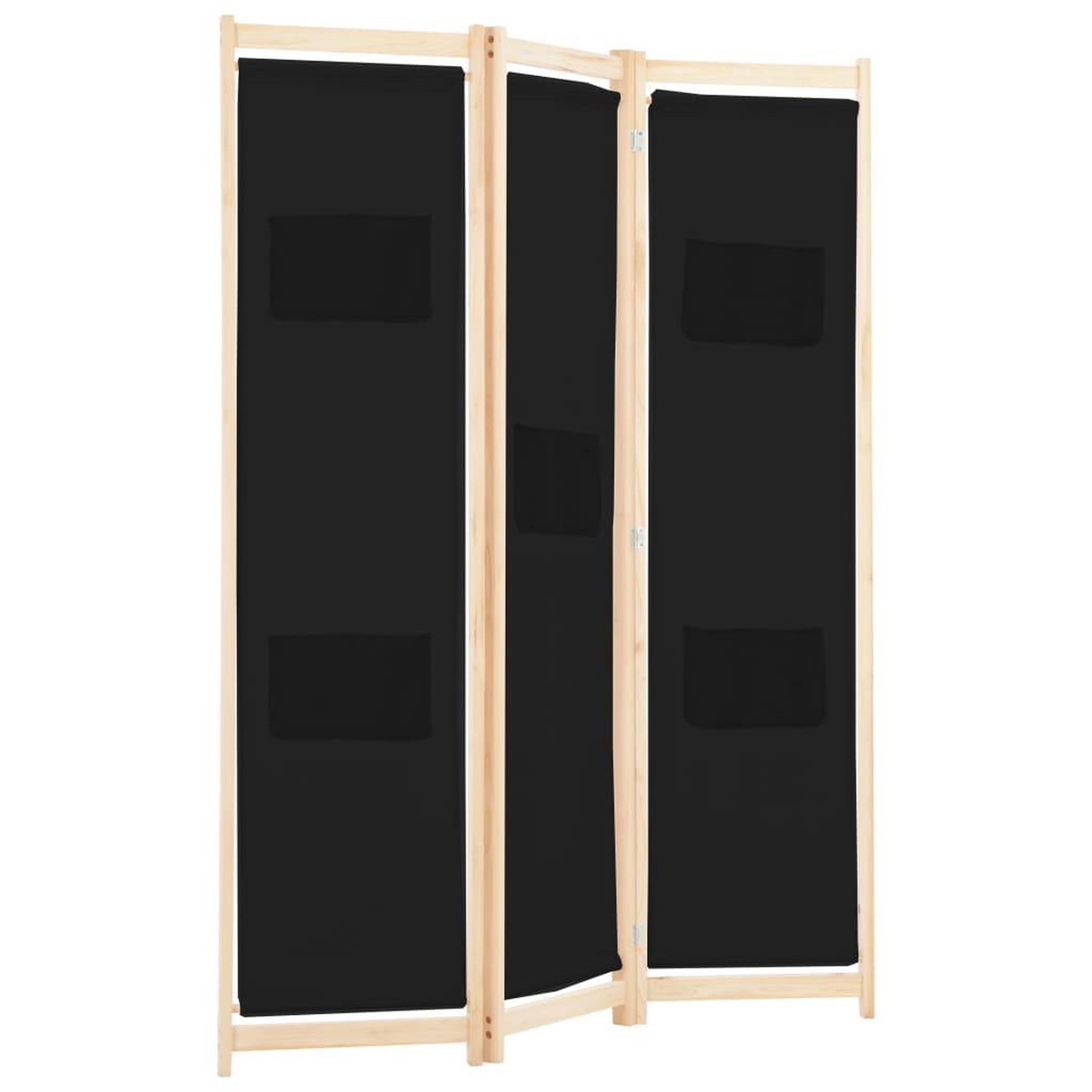 Voir la diapositive 3 : VIDAXL Cloison de separation 3 panneaux Noir 120x170x4 cm Tissu
