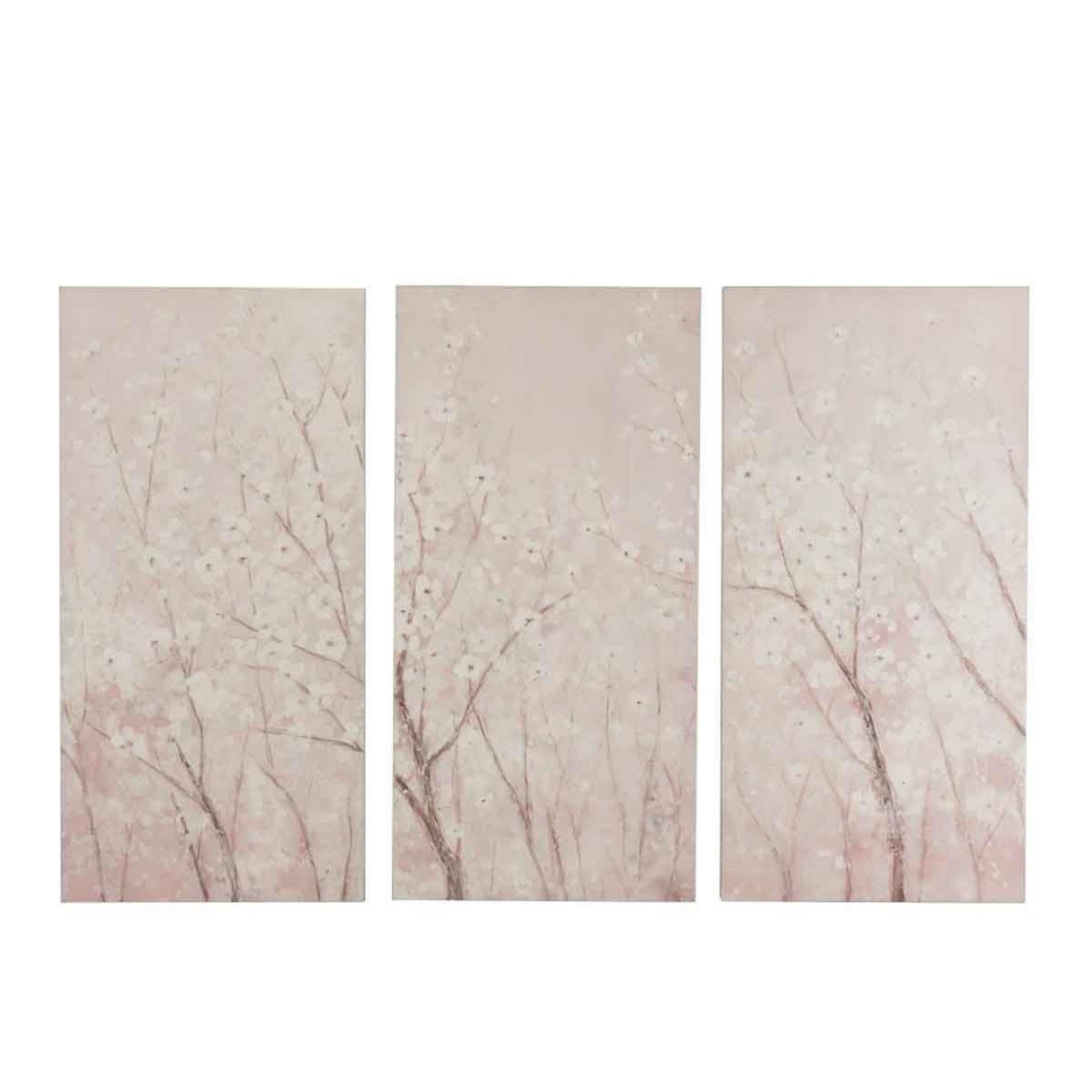 Voir la diapositive 1 : J-LINE Lot de 3 Toiles Déco  Sakura  50x100cm Rose