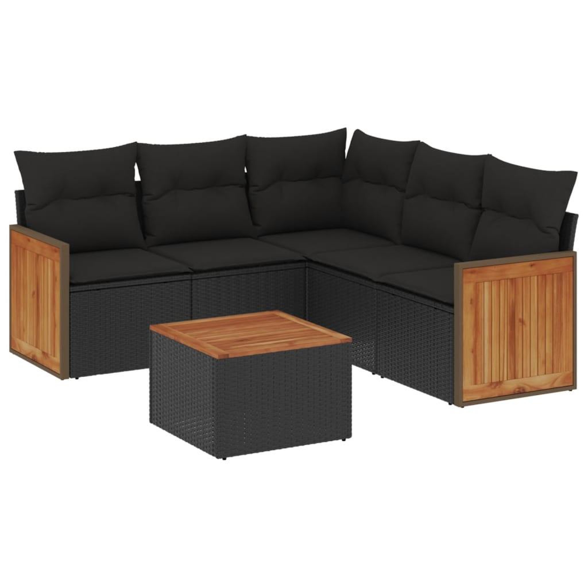 Voir la diapositive 2 : VIDAXL Salon de jardin 6 pcs avec coussins noir resine tressee