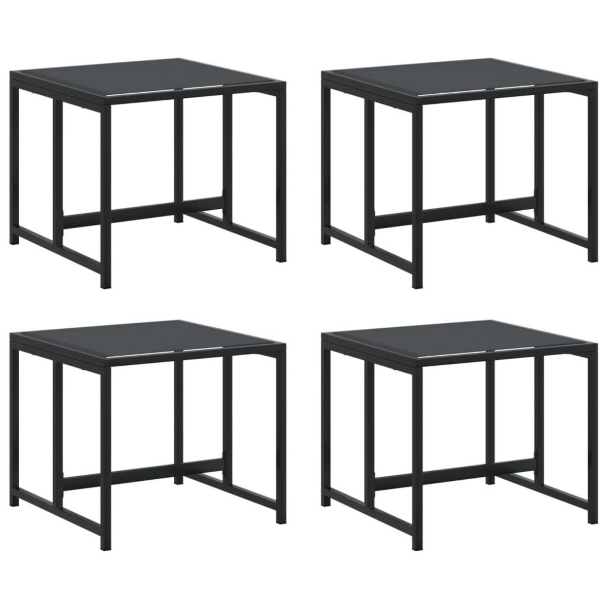 VIDAXL Tabourets de jardin 4 pcs noir acier et textilene