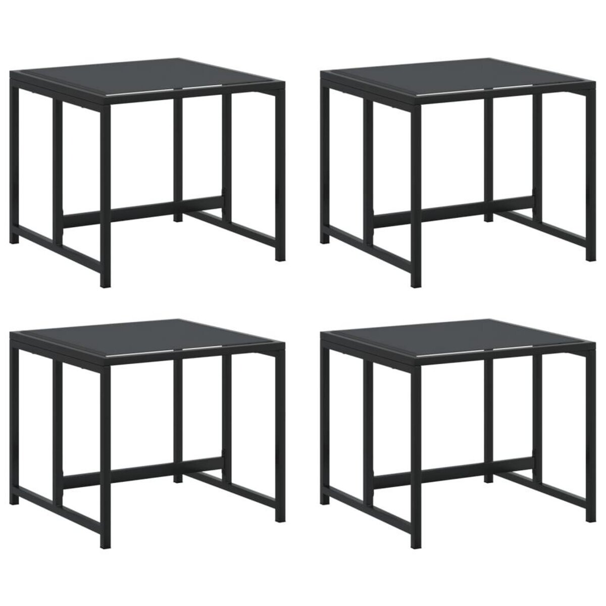 VIDAXL Tabourets de jardin 4 pcs noir acier et textilene