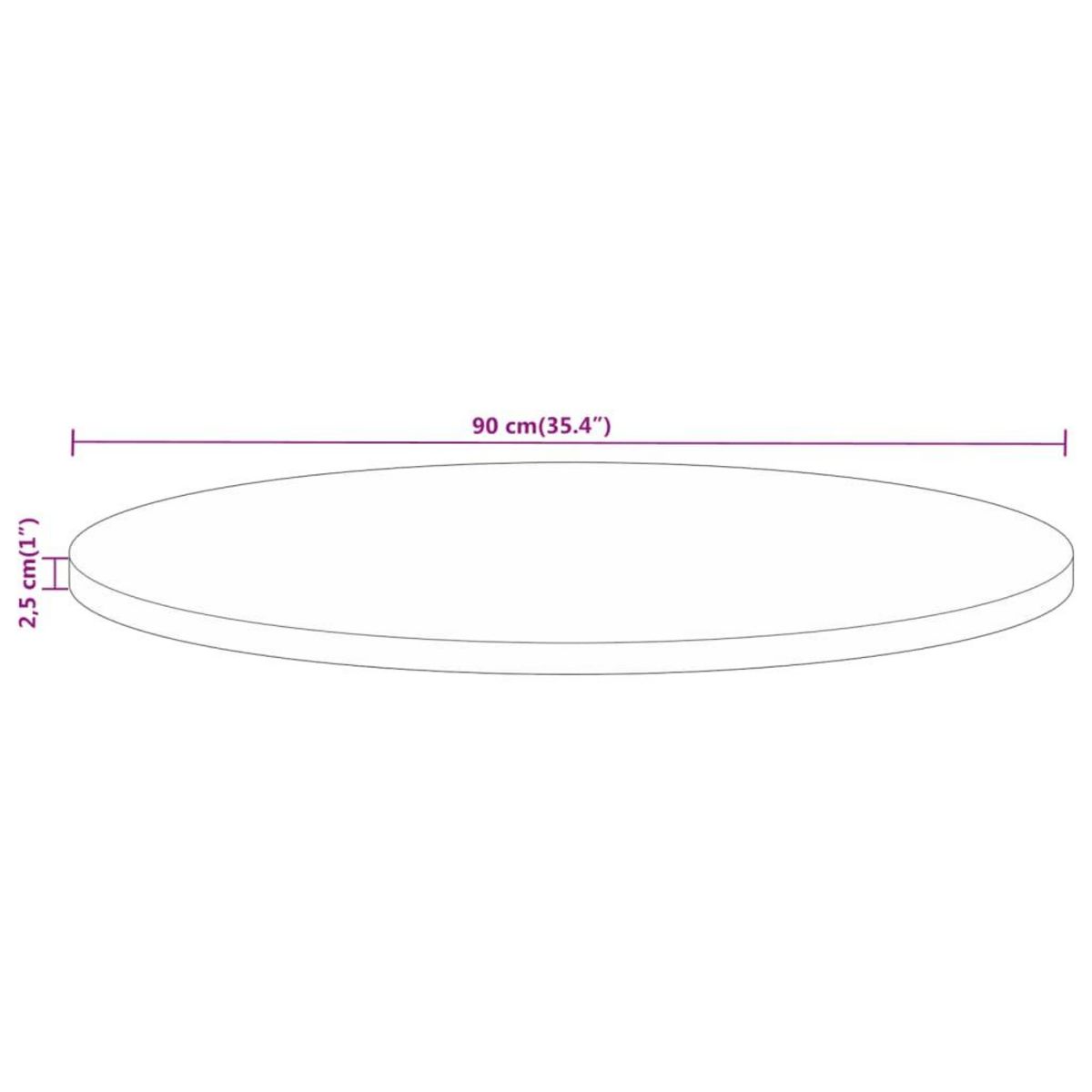 VIDAXL Dessus de table Ø 90x2,5 cm rond bois massif de recuperation