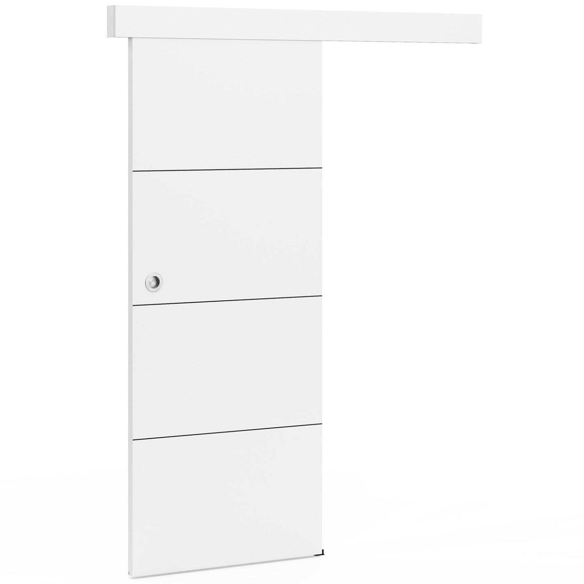 Voir la diapositive 3 : ID MARKET Kit porte coulissante blanc 83 cm avec rail et fixations