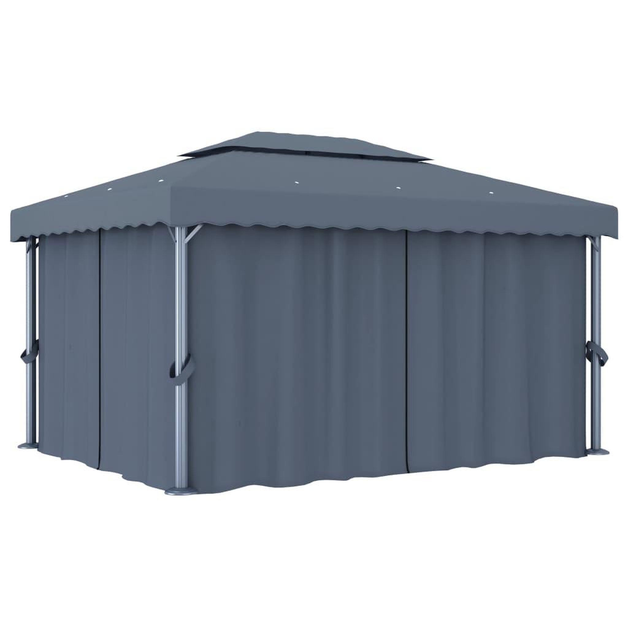 Voir la diapositive 3 : VIDAXL Tonnelle avec rideau et guirlande lumineuse led 4x3m anthracite