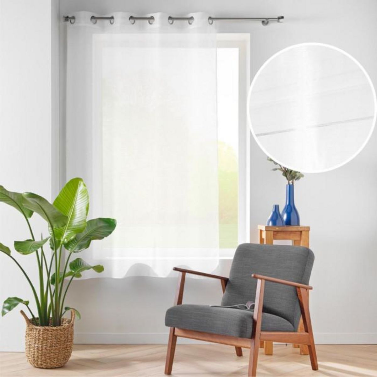 Paris Prix Rideau Voilage à Œillets  Lisséa  140x180cm Blanc