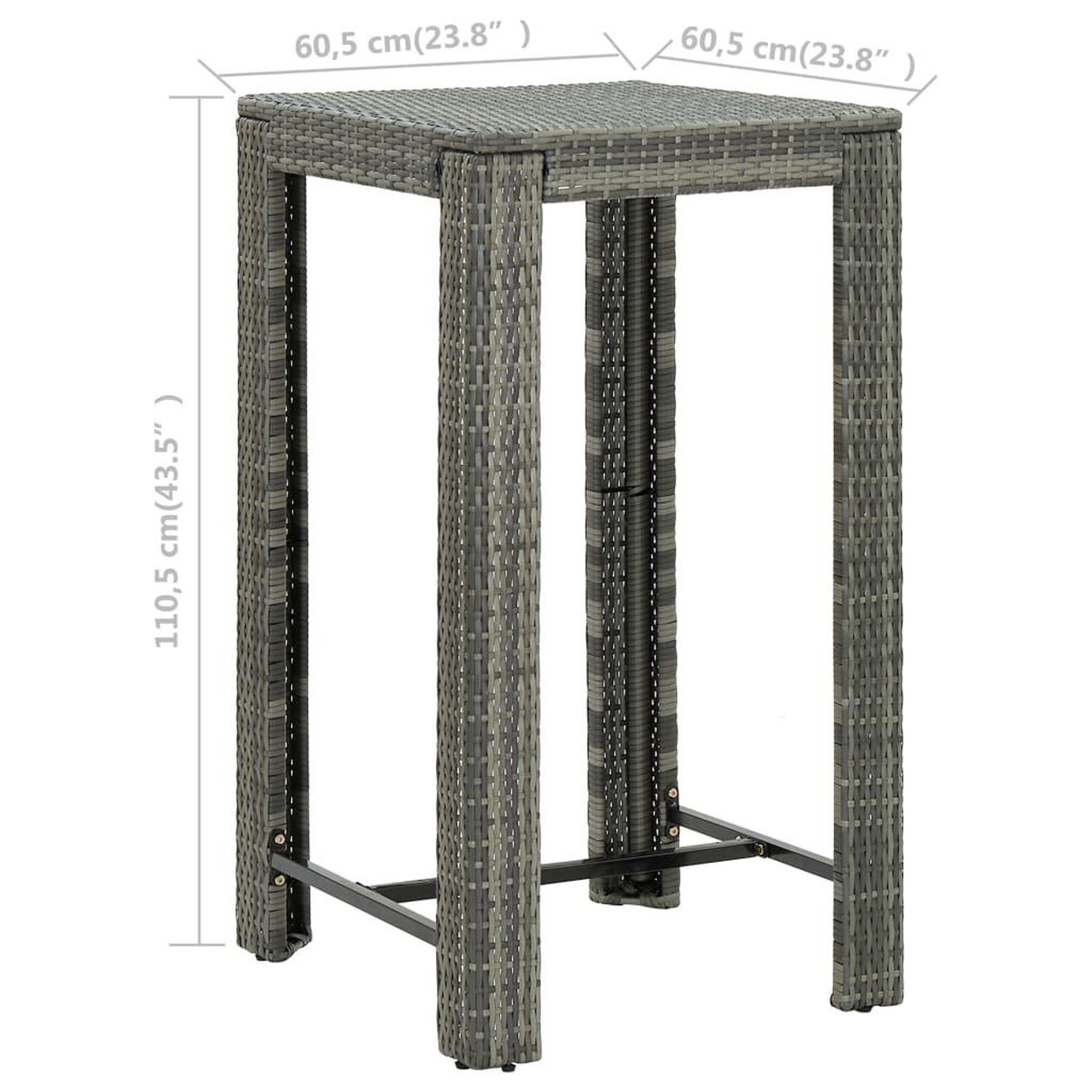 Voir la diapositive 6 : VIDAXL Table de bar de jardin Gris 60,5x60,5x110,5 cm Resine tressee