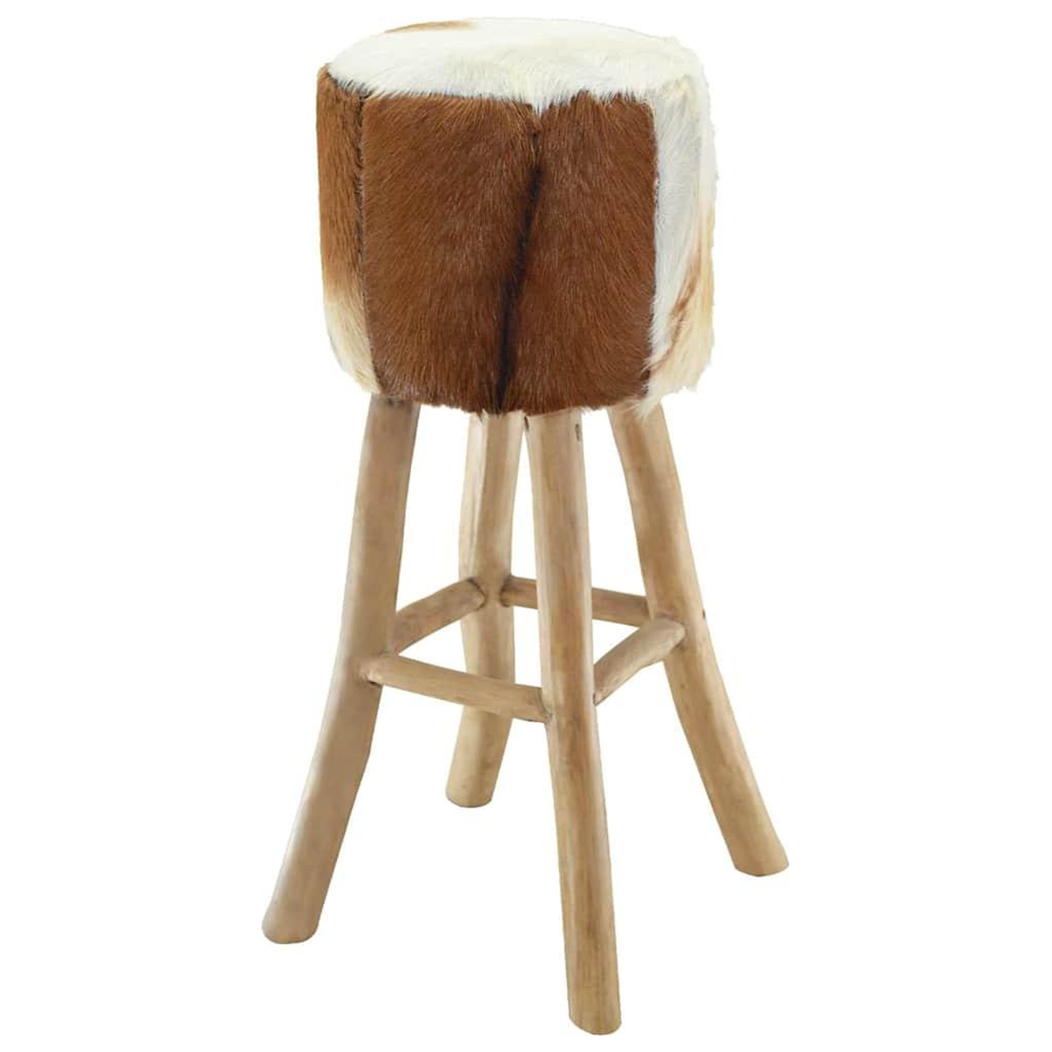 Voir la diapositive 2 : VIDAXL Tabouret de bar cuir de chevre et bois de teck solide