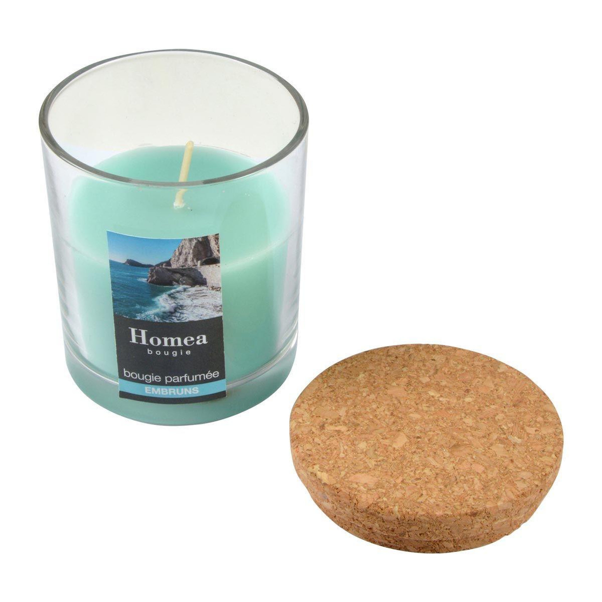 Voir la diapositive 2 : HOMEA Bougie verrine parfumée  essentiel  8cm embruns