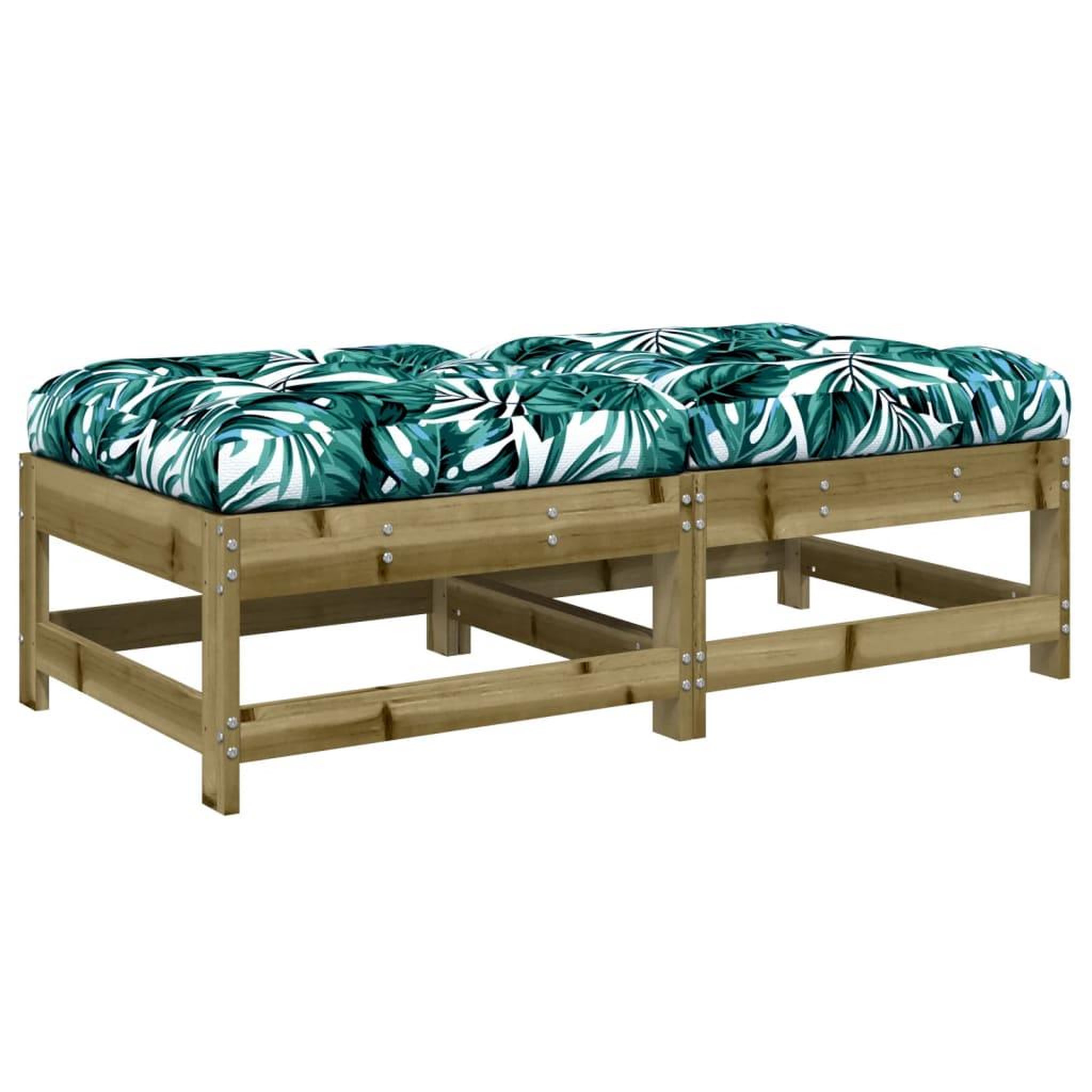 Voir la diapositive 2 : VIDAXL Repose-pieds de jardin et coussins lot de 2 bois pin impregne
