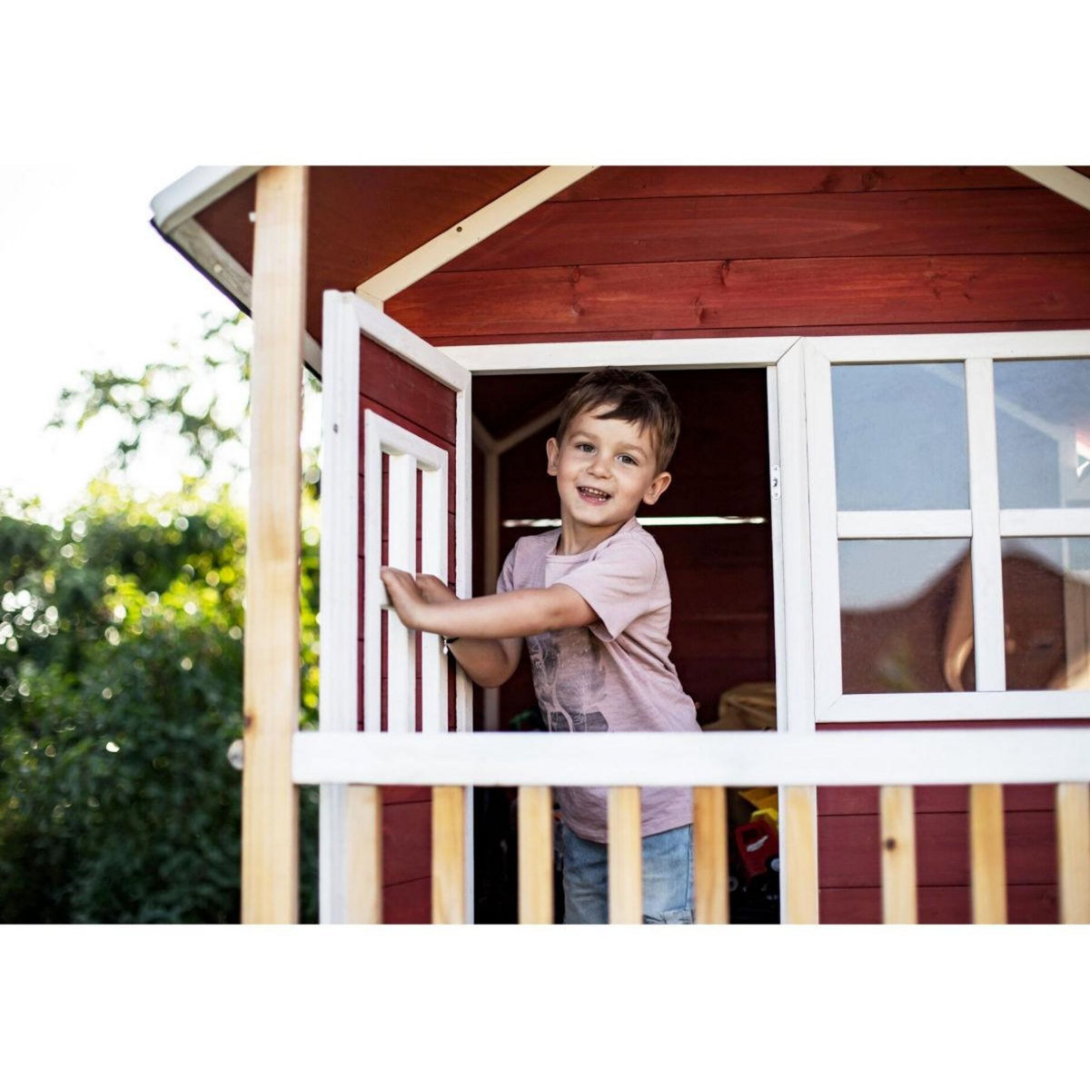 EXIT TOYS Maisonnette en bois pour enfants Loft 350 Rouge - Exit Toys