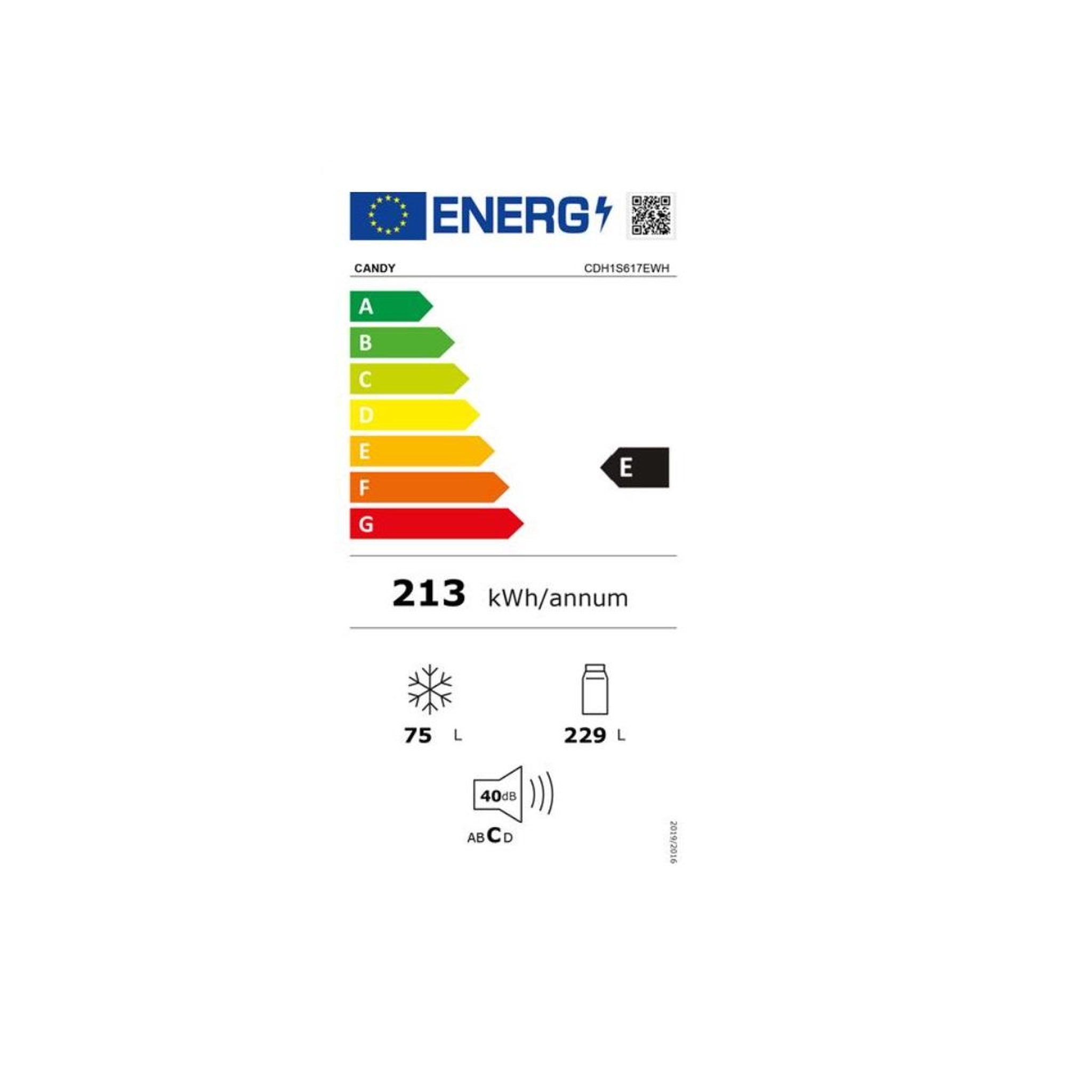 Voir la diapositive 2 : Candy Réfrigérateur combiné 60cm 304l statique - cdh1s617ewh