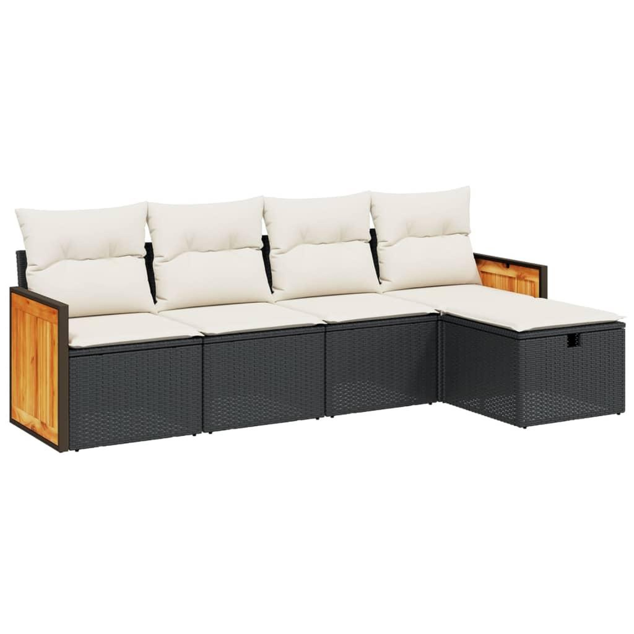 Voir la diapositive 2 : VIDAXL Salon de jardin 5 pcs avec coussins noir resine tressee
