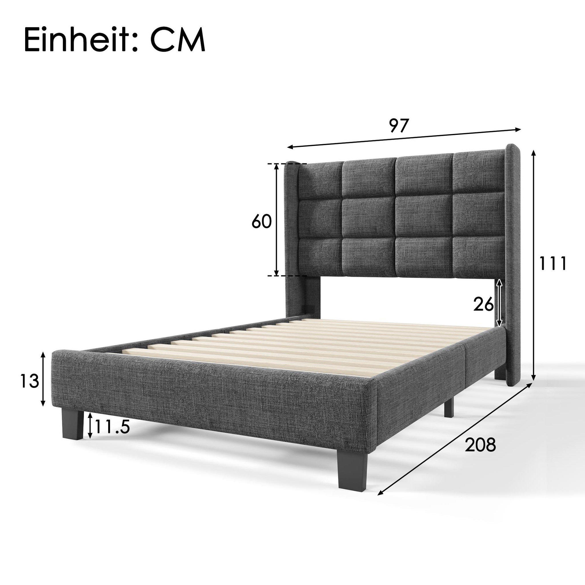 Voir la diapositive 4 : MERAX Lit simple avec sommier Lin