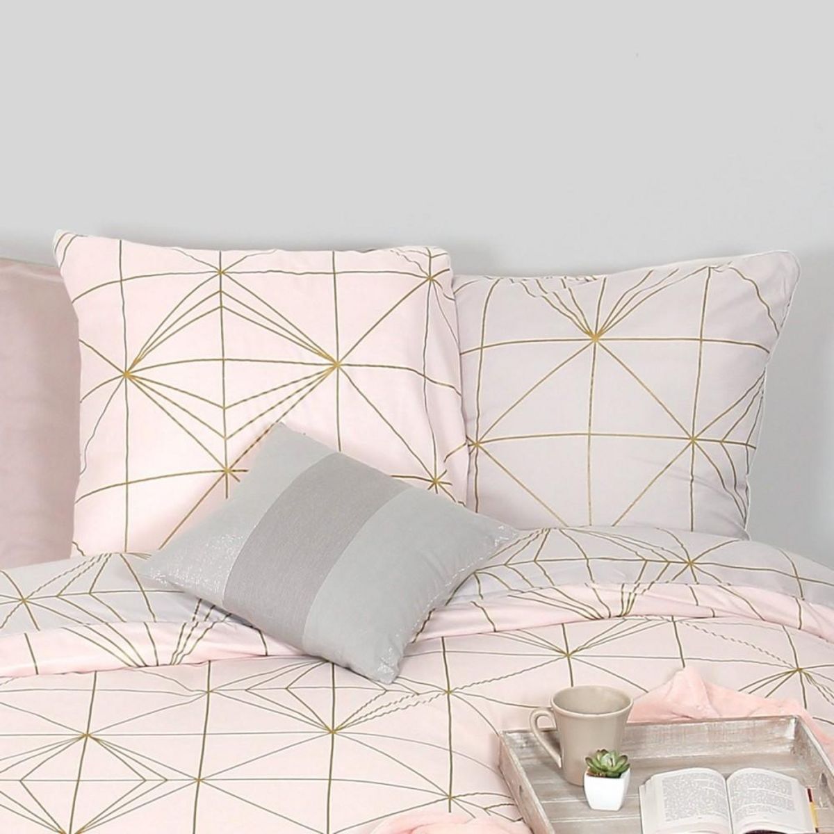 COTE DECO Housse de couette 240x220 + 2 taies LAMPION microfibre