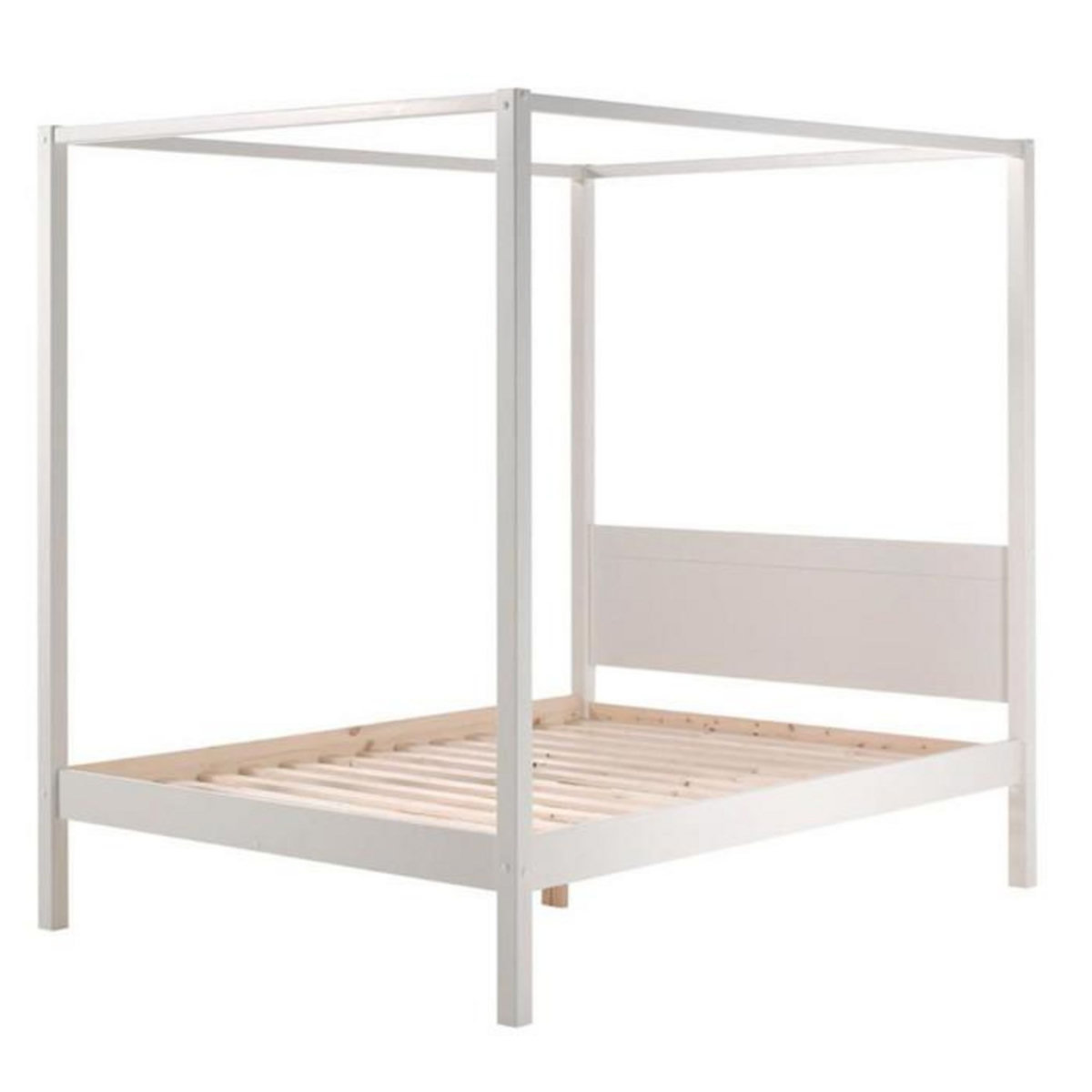 Paris Prix Lit à Baldaquin Bois Massif  Pino  140x200cm Blanc