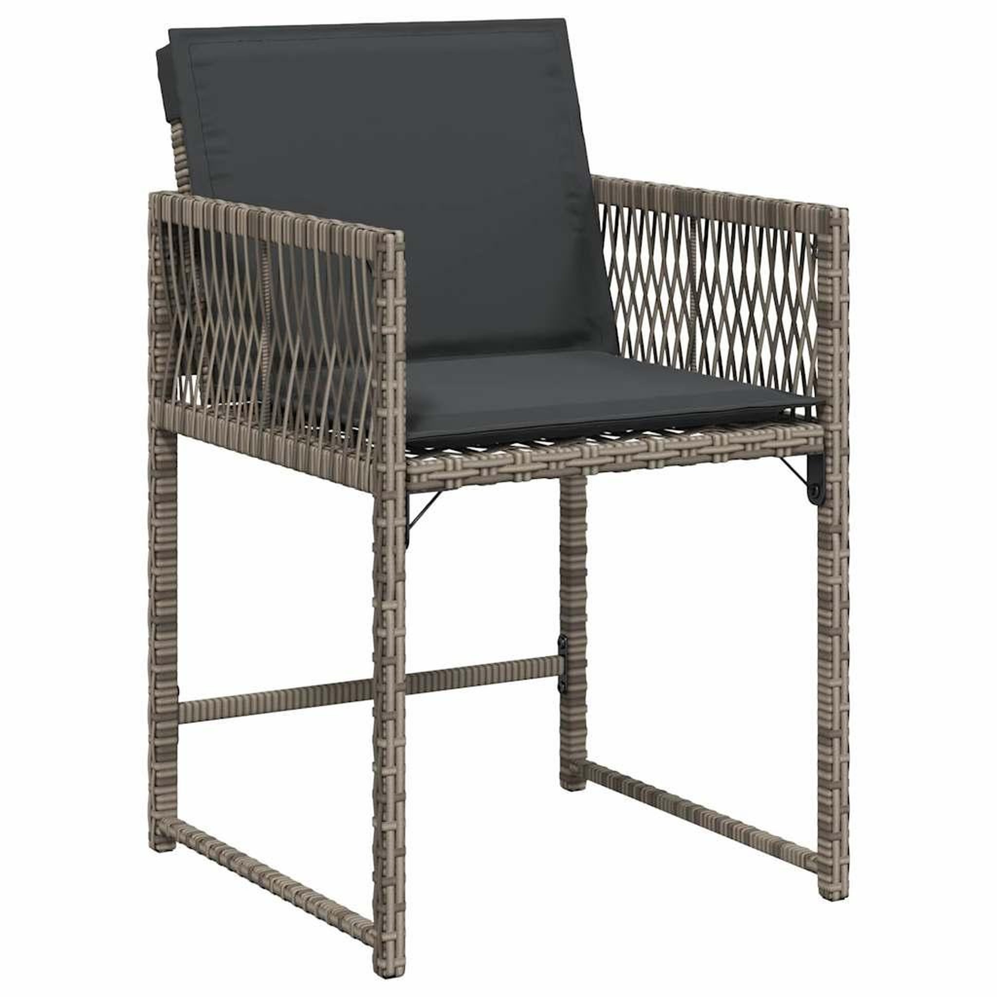 Voir la diapositive 4 : VIDAXL Chaises de jardin avec coussins lot de 4 gris resine tressee