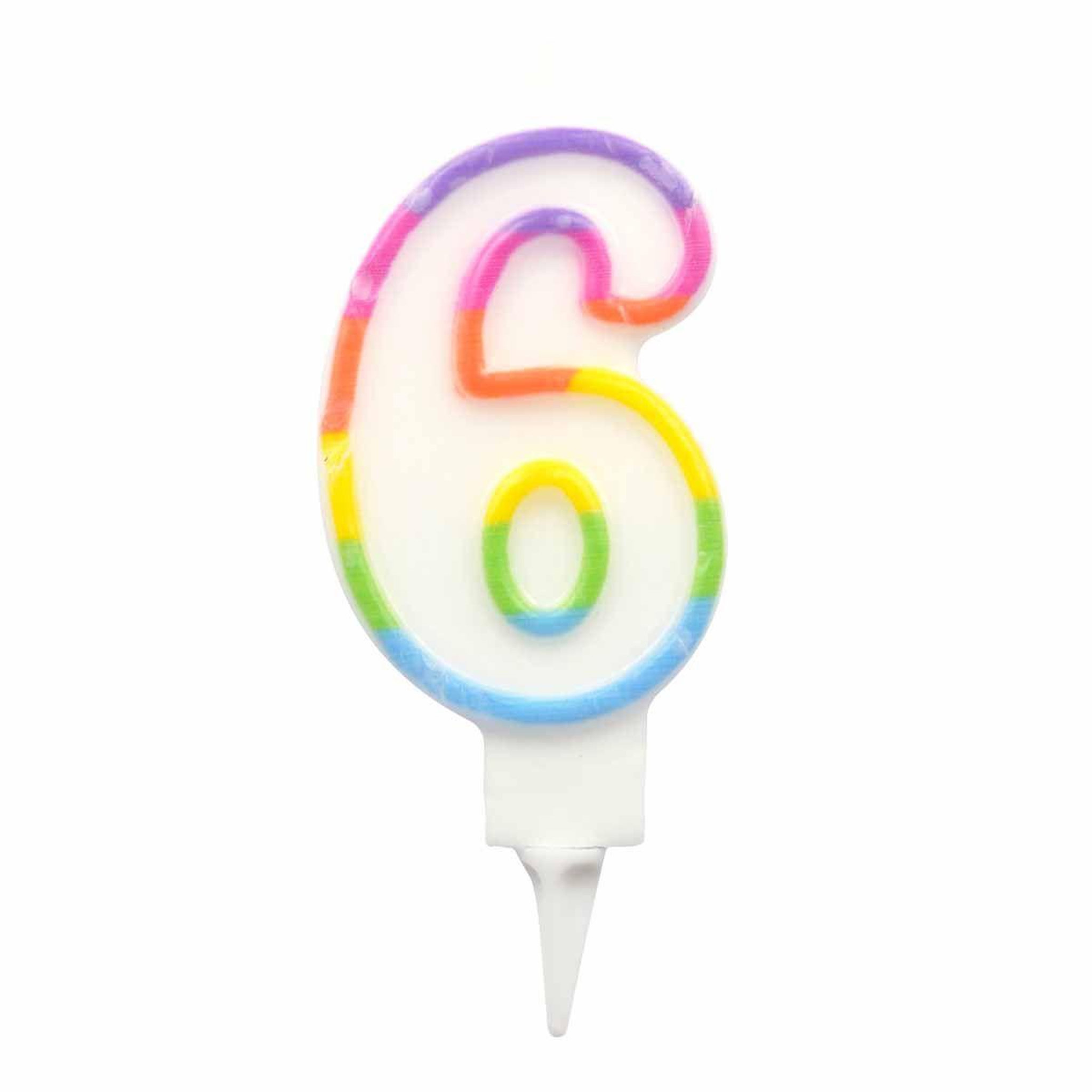 HOMEA Bougie d'Anniversaire  Chiffre 6  7cm Multicolore