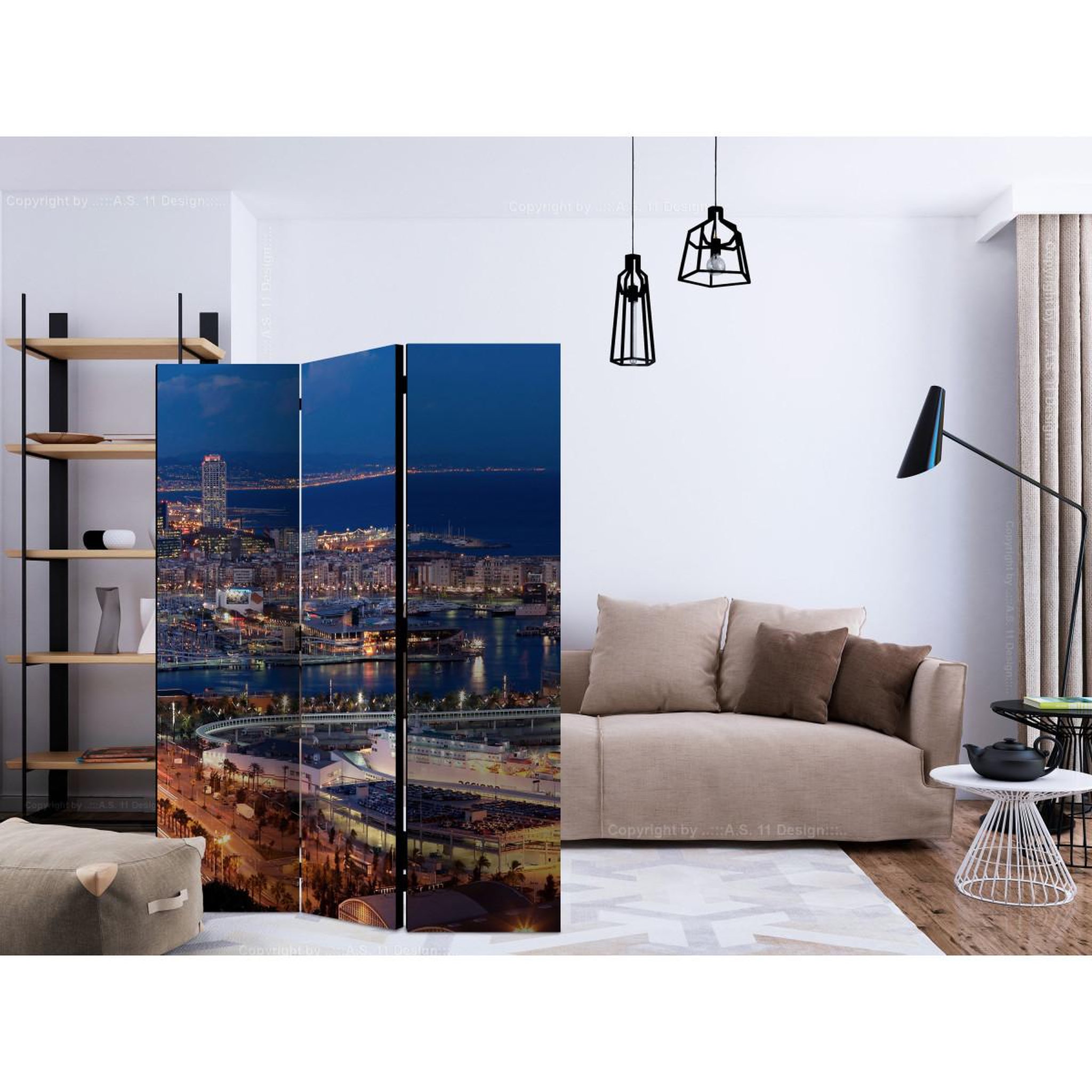 Voir la diapositive 2 : Paris Prix Paravent 3 volets  illuminated barcelona  135x172cm