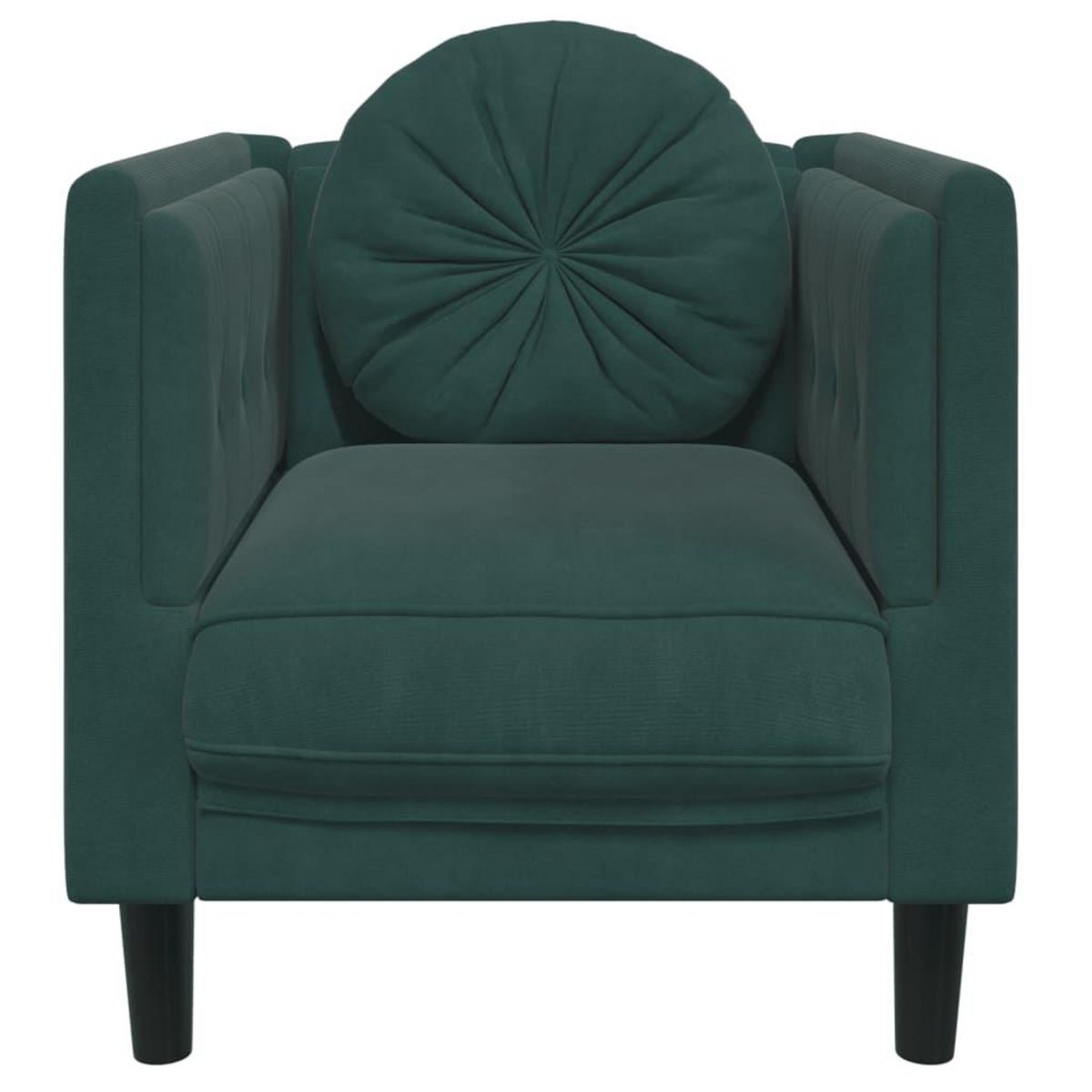 VIDAXL Fauteuil avec coussin vert fonce velours