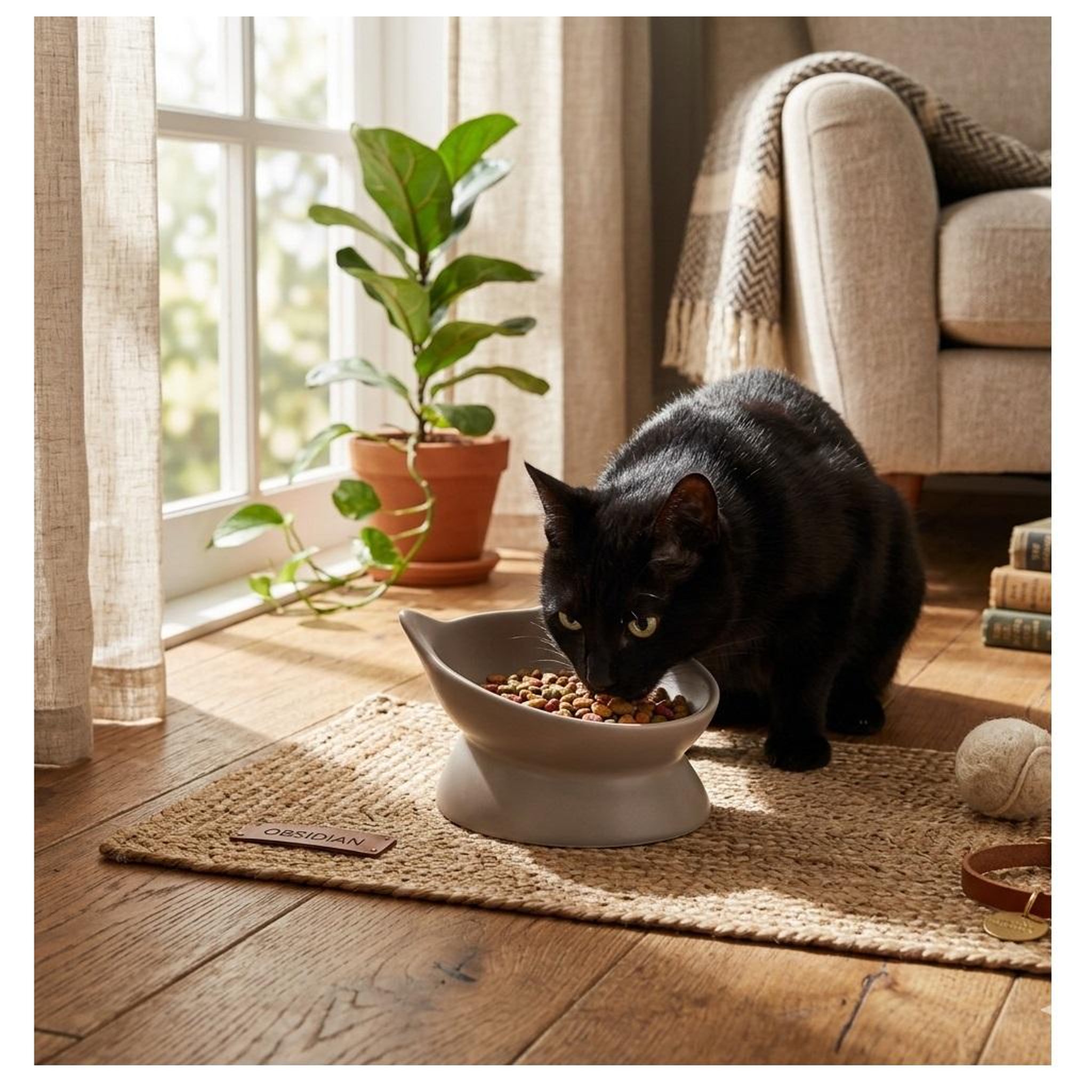Voir la diapositive 2 : Eden Gamelle ergonomique en céramique pour chat filou