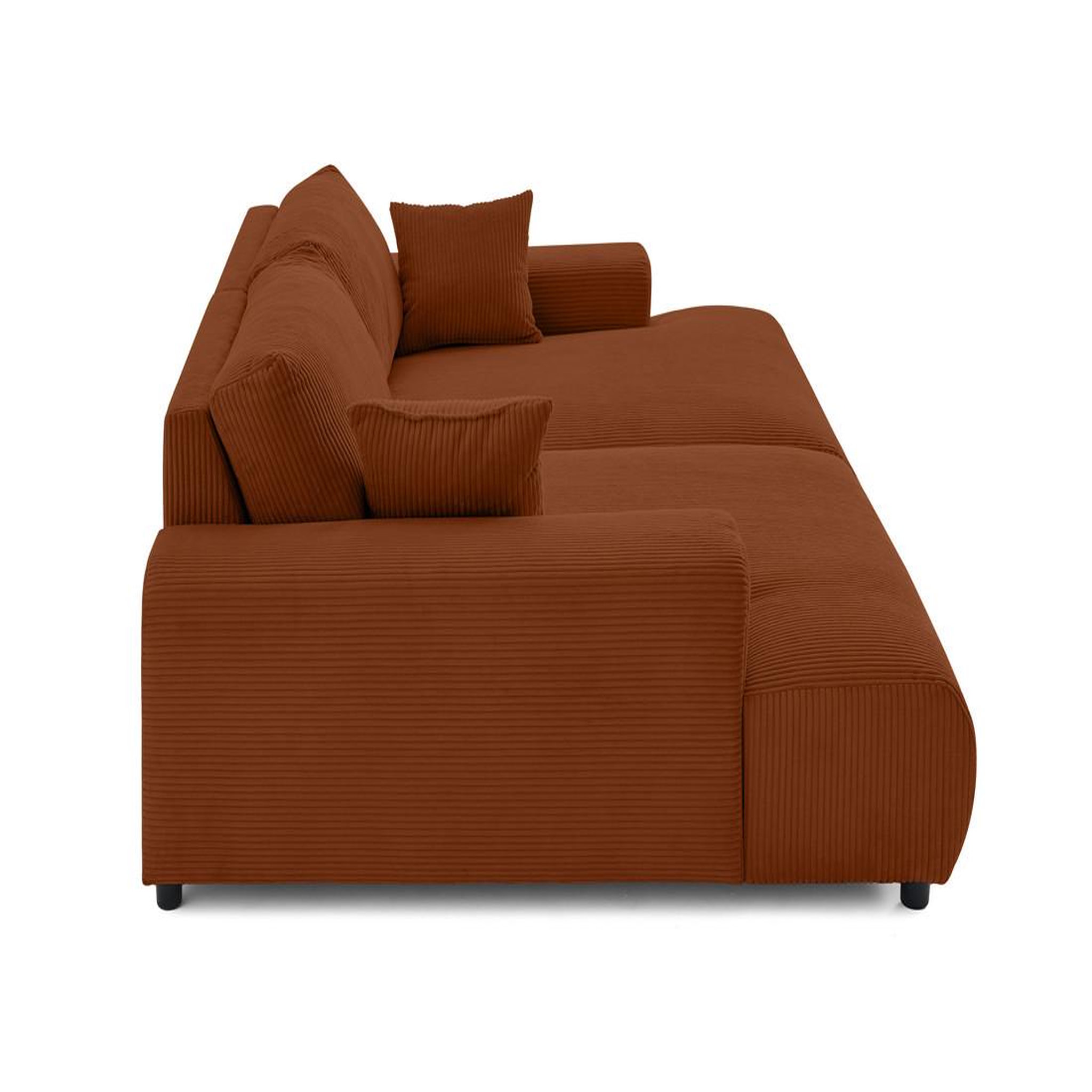 Voir la diapositive 4 : LISA DESIGN Garance - canapé droit 4 places double méridienne - assise profonde - en velours côtelé