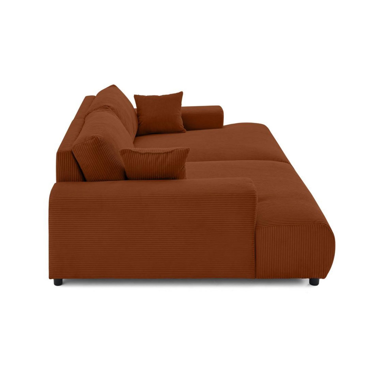 LISA DESIGN Garance - canapé droit 4 places double méridienne - assise profonde - en velours côtelé