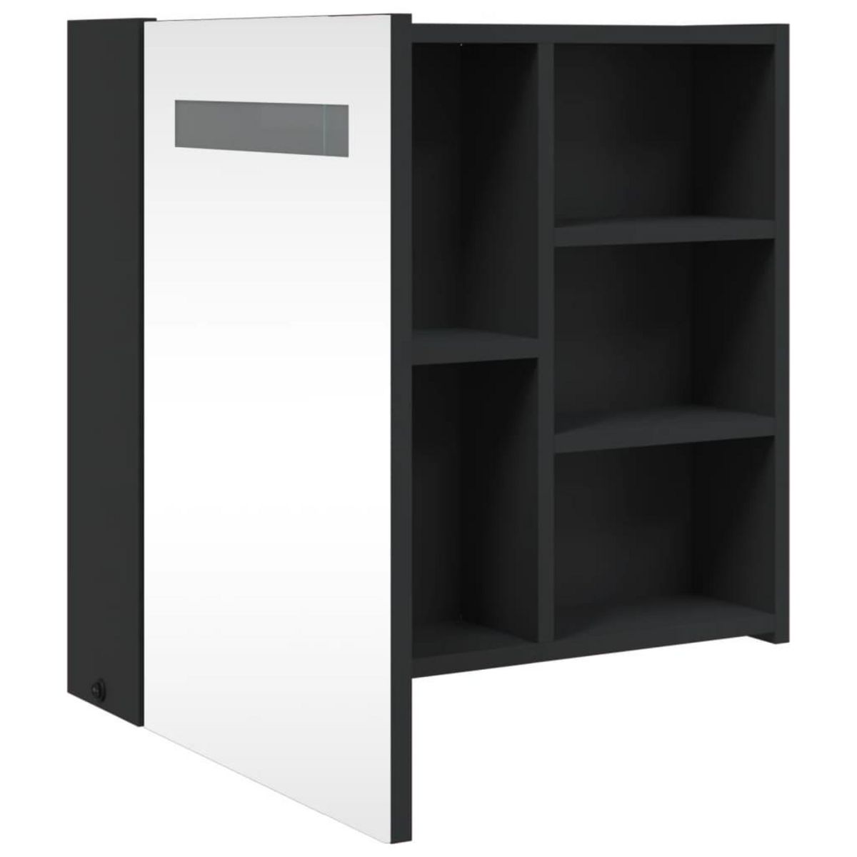 VIDAXL Armoire de salle de bain a miroir avec LED noir 60x13x52 cm