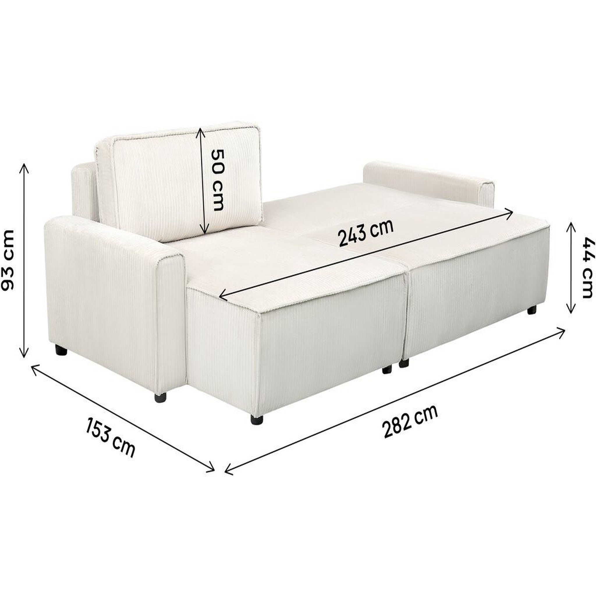 Voir la diapositive 3 : Habitat et Jardin Canapé d'angle convertible et reversible en velours côtelé  montaigne  - 3 places  - beige