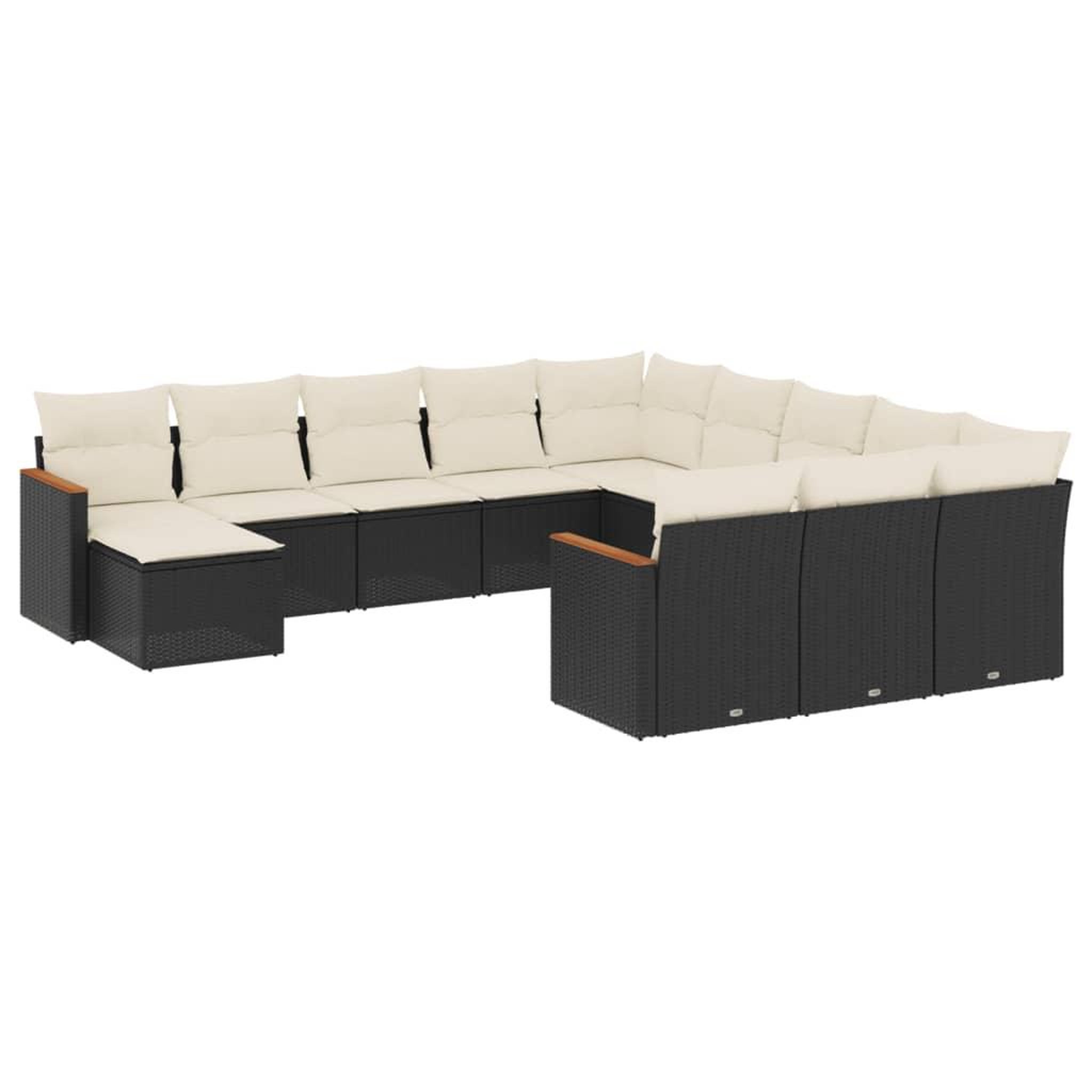 Voir la diapositive 2 : VIDAXL Salon de jardin 12 pcs avec coussins noir resine tressee