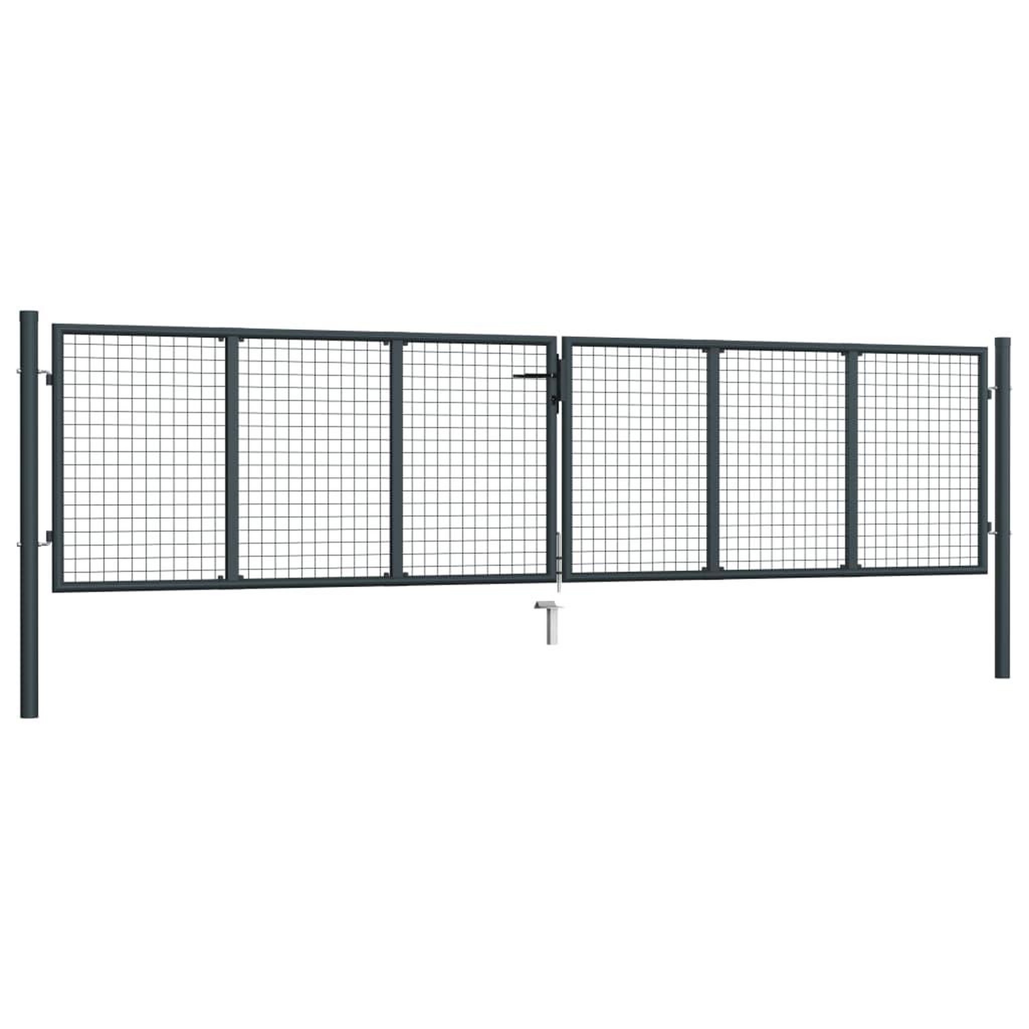 Voir la diapositive 2 : VIDAXL Portail en maille de jardin Acier galvanise 400 x 150 cm Gris