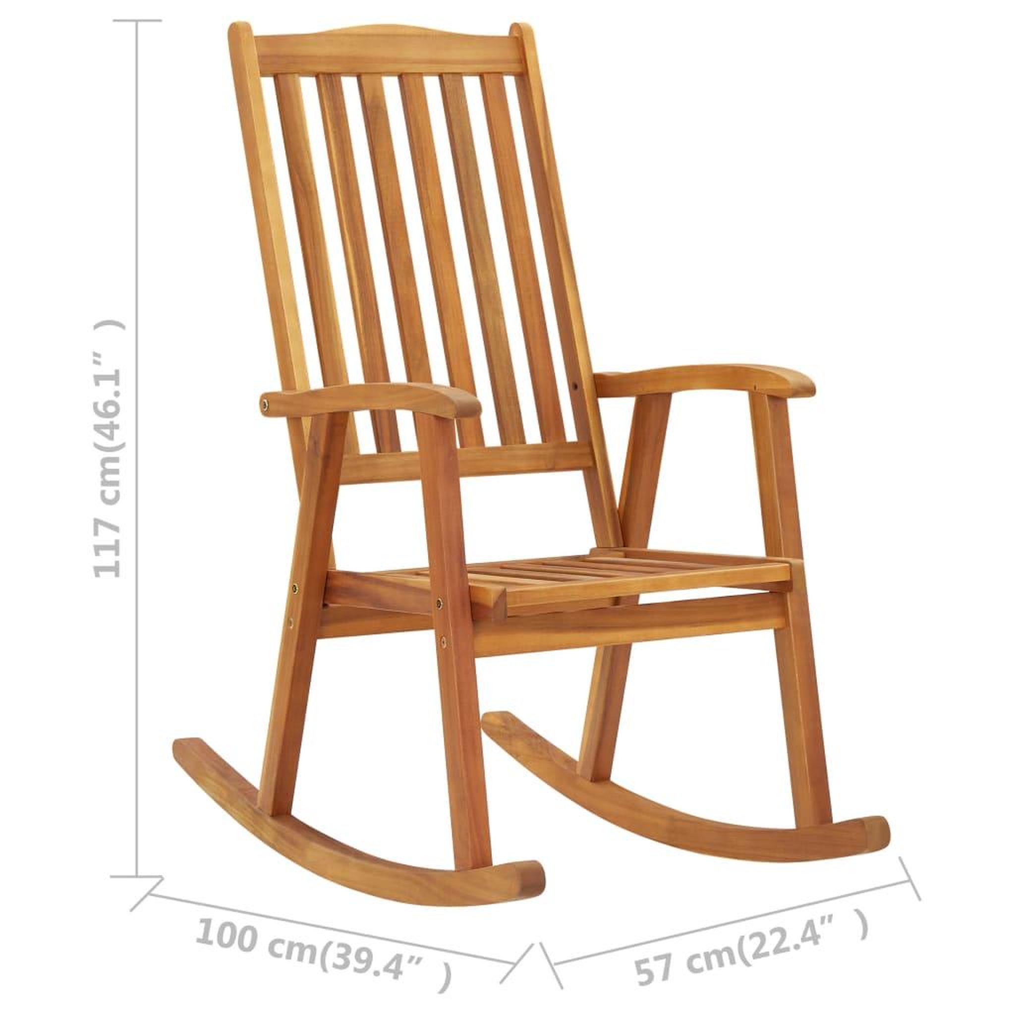 Voir la diapositive 6 : VIDAXL Chaise a bascule avec coussins Bois d'acacia massif