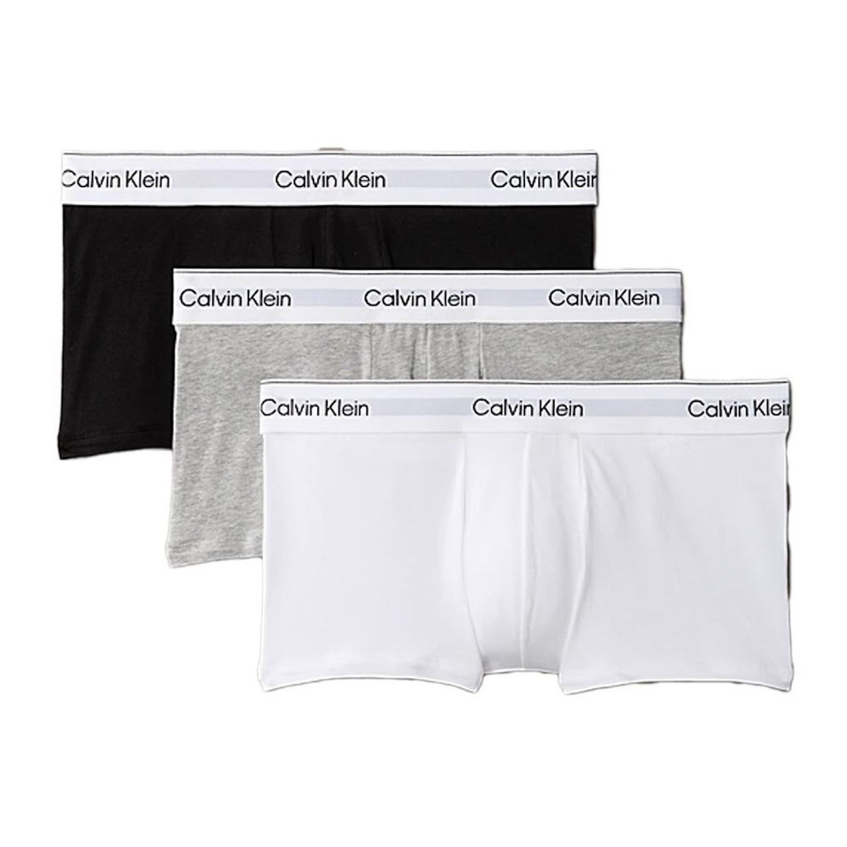CALVIN KLEIN JEANS x3 Boxers /Gris/Blanc Homme Calvin Klein  ow Rise Trunk