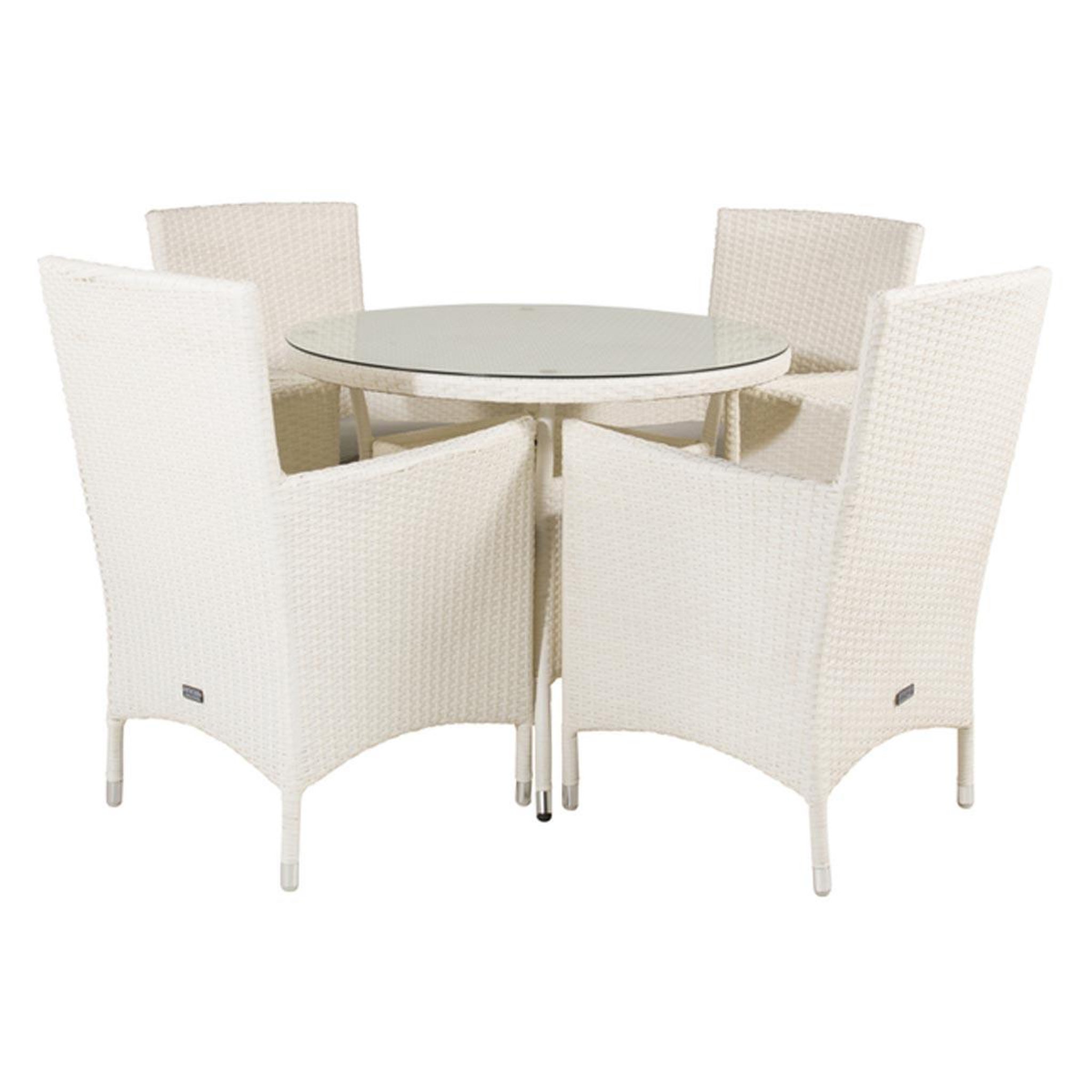 Paris Prix Ensemble table de jardin & 4 chaises  volta  90cm blanc