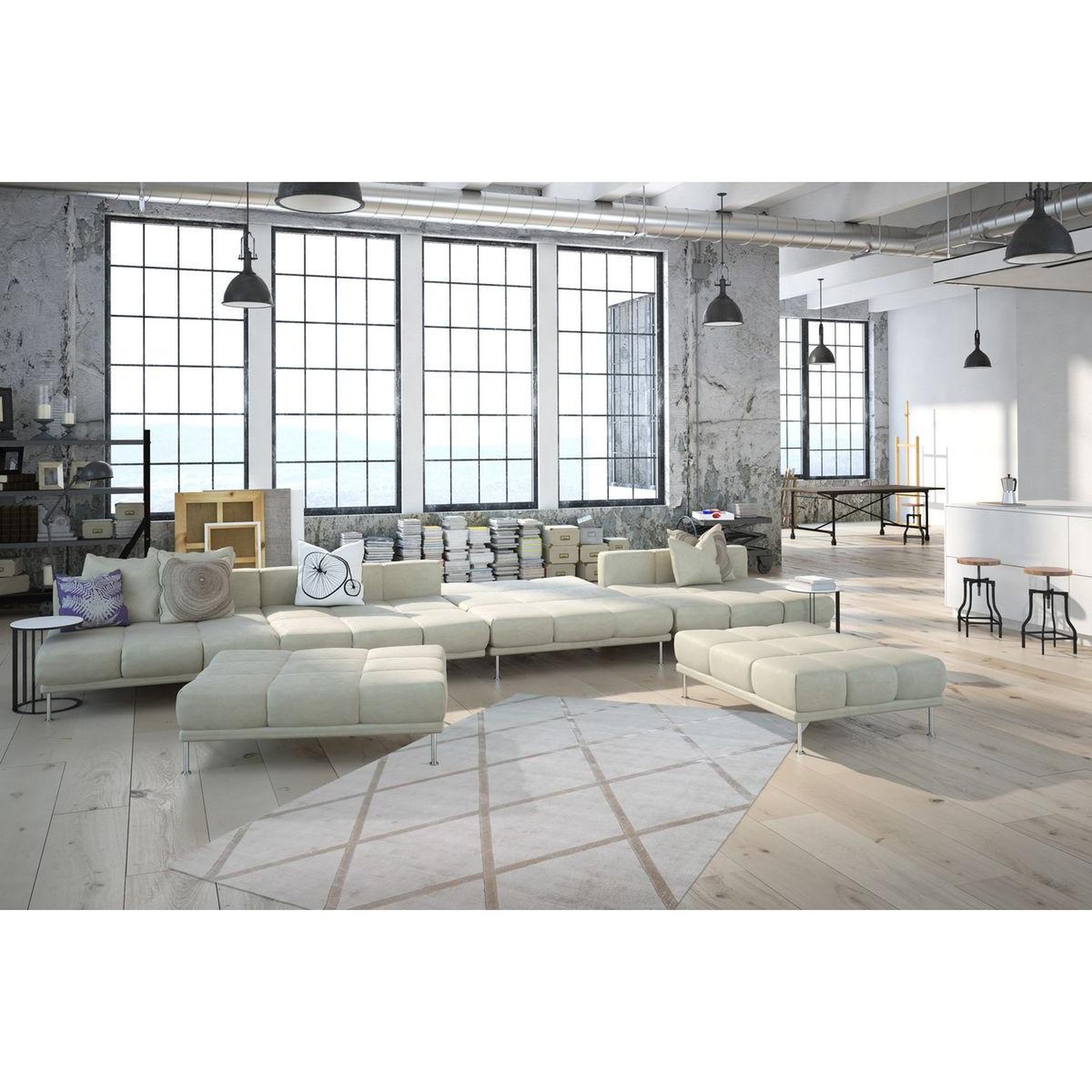 Voir la diapositive 2 : Paris Prix Tapis géométrique à poils courts  luxury ii  taupe