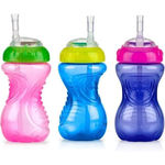 NUBY Lot de 3 tasses anti-fuite - NUBY - Paille flexible - Fille