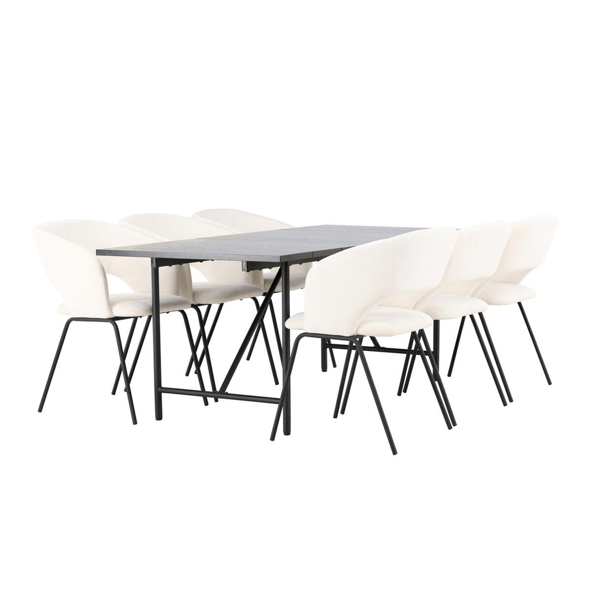 Paris Prix Ensemble table à manger & 6 chaises  astrid & day  200cm noir & blanc cassé