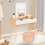Voir la diapositive 3 : ID MARKET Coiffeuse scandinave 2 tiroirs LIVIA bois et blanc avec miroir LED
