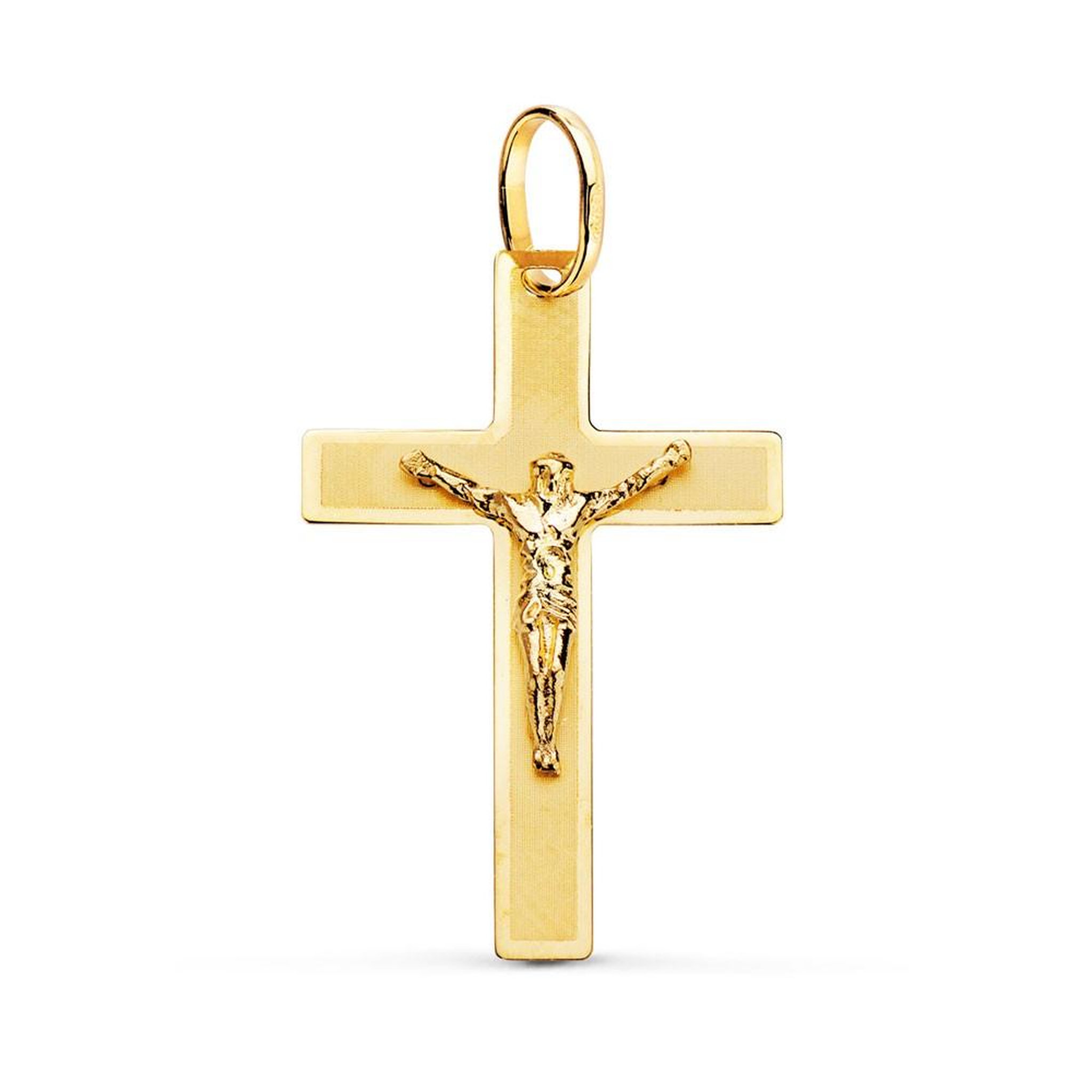 L'ATELIER D'AZUR Pendentif  - Médaille Christ sur la Croix Or 18 Carats 750 Jaune - Chaines Offertes