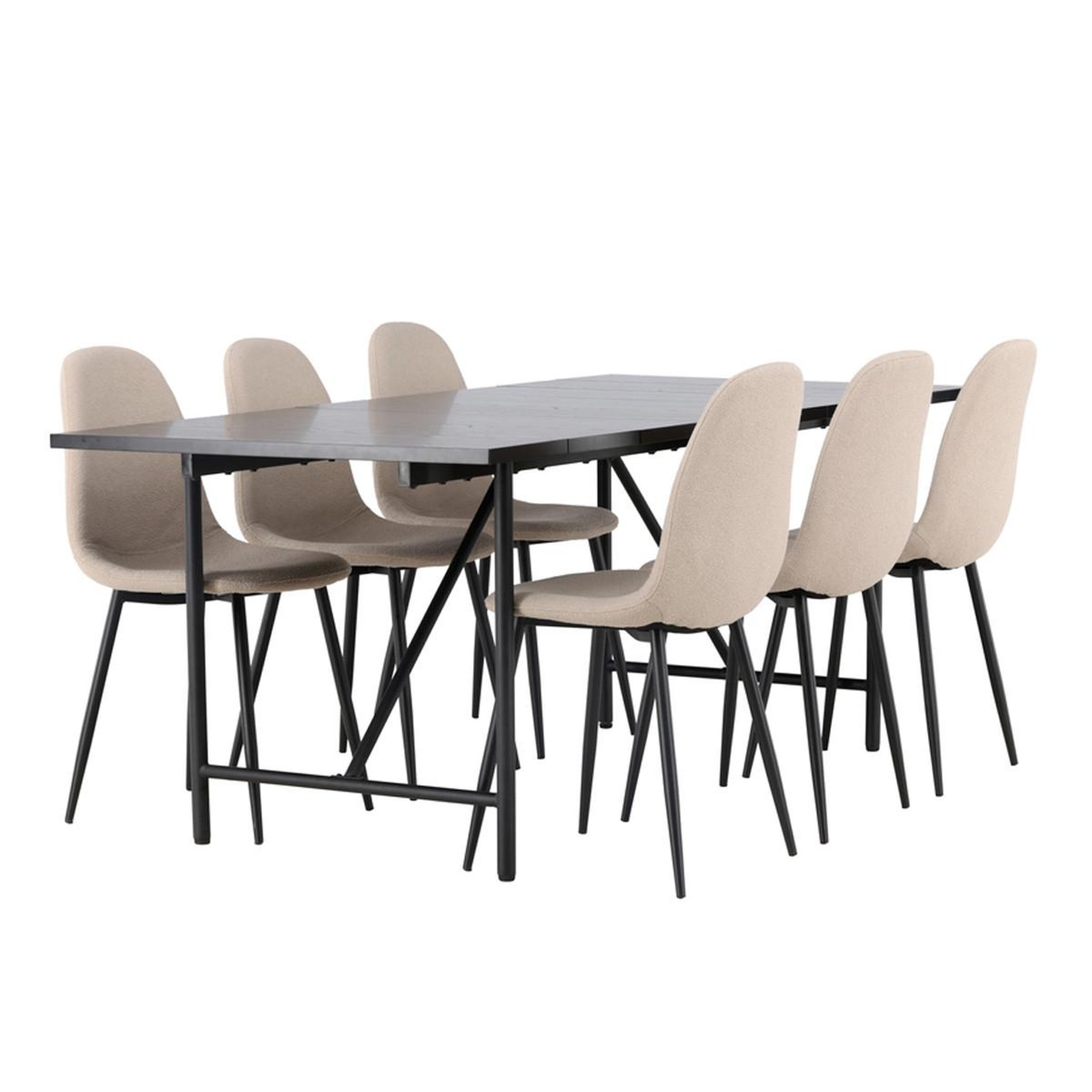 Paris Prix Ensemble table à manger & 6 chaises  astrid & polar  200cm noir & beige