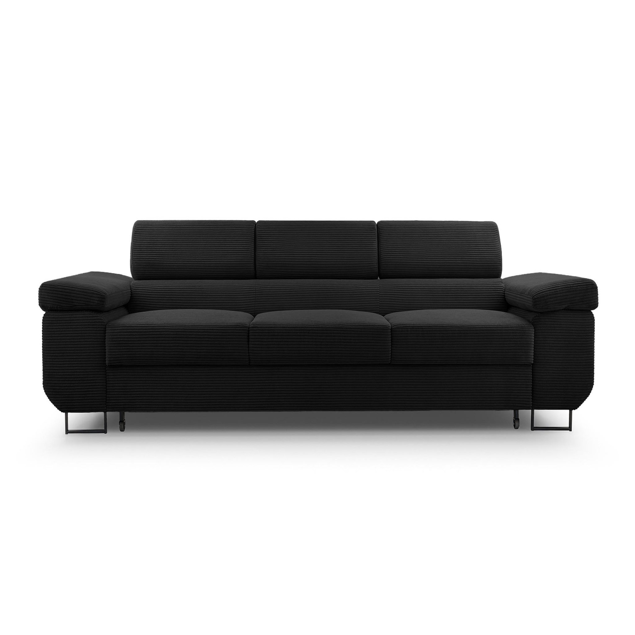 Voir la diapositive 1 : BEST MOBILIER Pablo - canapé 3 places - convertible avec têtières réglables - en velours côtelé
