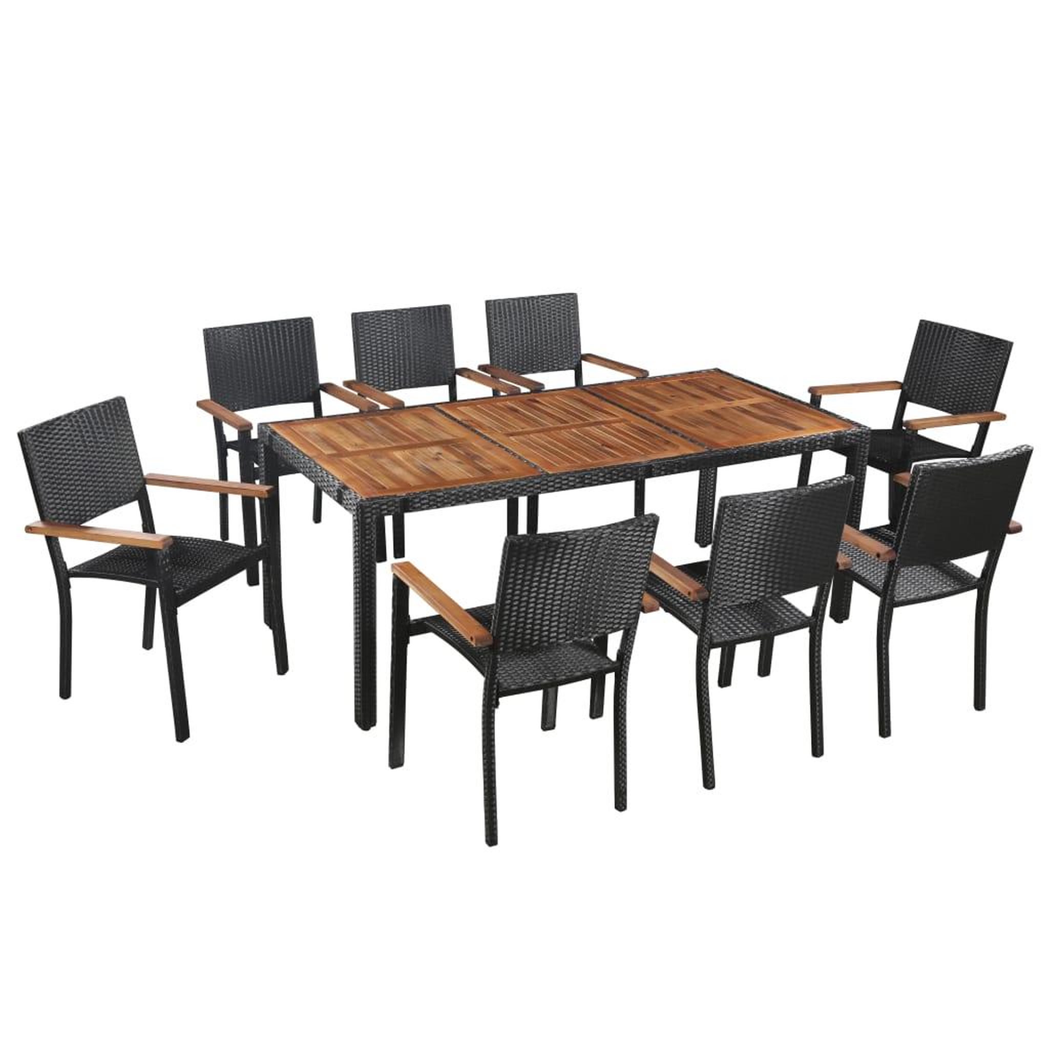 Voir la diapositive 1 : VIDAXL Ensemble a manger d'exterieur 9 pcs resine tressee et acacia