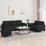 VIDAXL Ensemble de canapes 3 pcs avec coussins Noir Similicuir