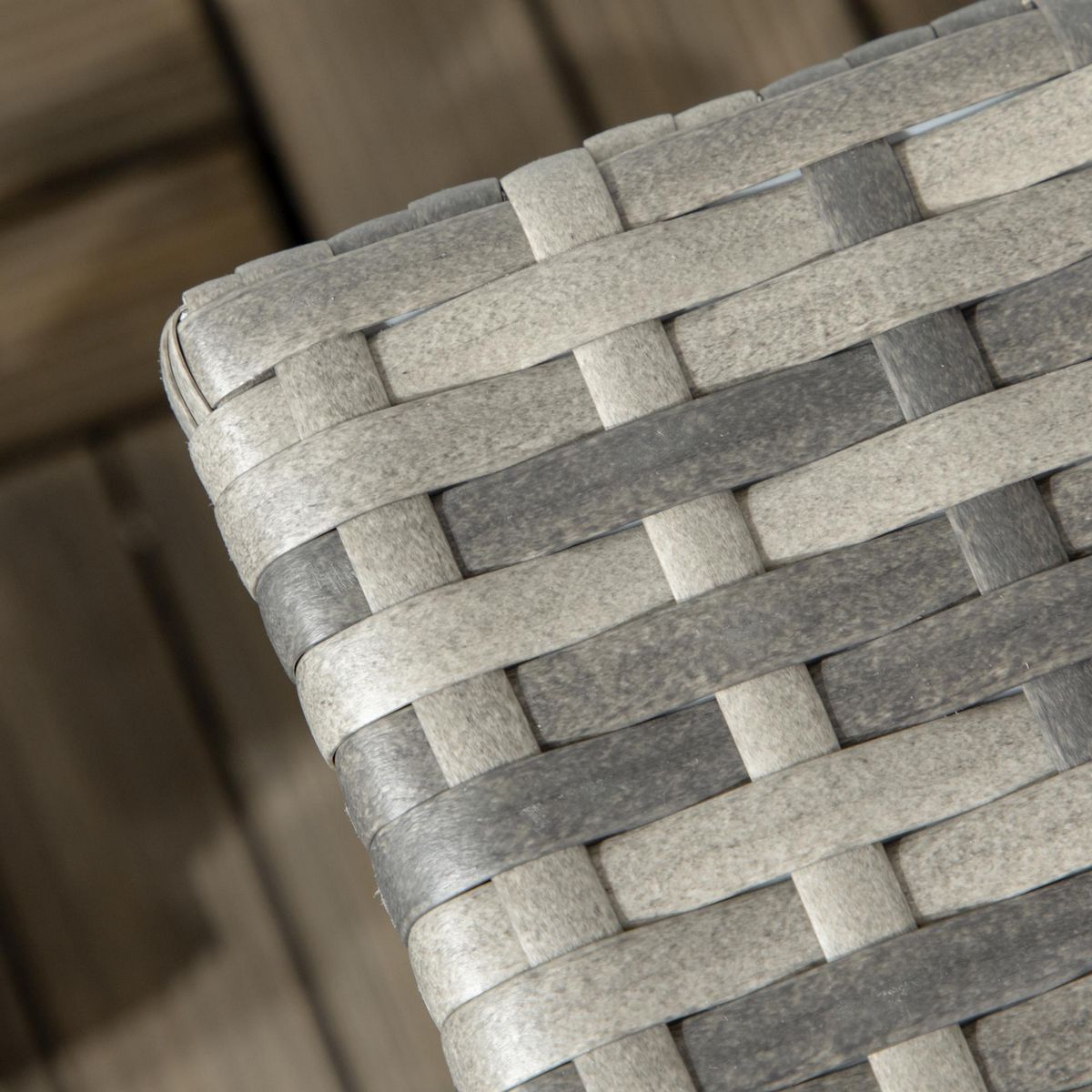 OUTSUNNY Table basse de jardin style cosy chic dim. 50L x 50l x 47H cm métal époxy résine tressée aspect rotin gris