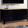 Voir la diapositive 2 : ID MARKET Buffet bas 113 cm ESTER 3 portes métal noir plateau bois design industriel