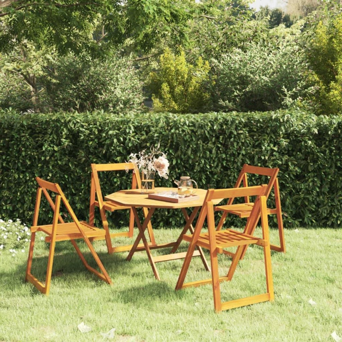 VIDAXL Chaises pliables de jardin lot de 4 Bois d'acacia massif