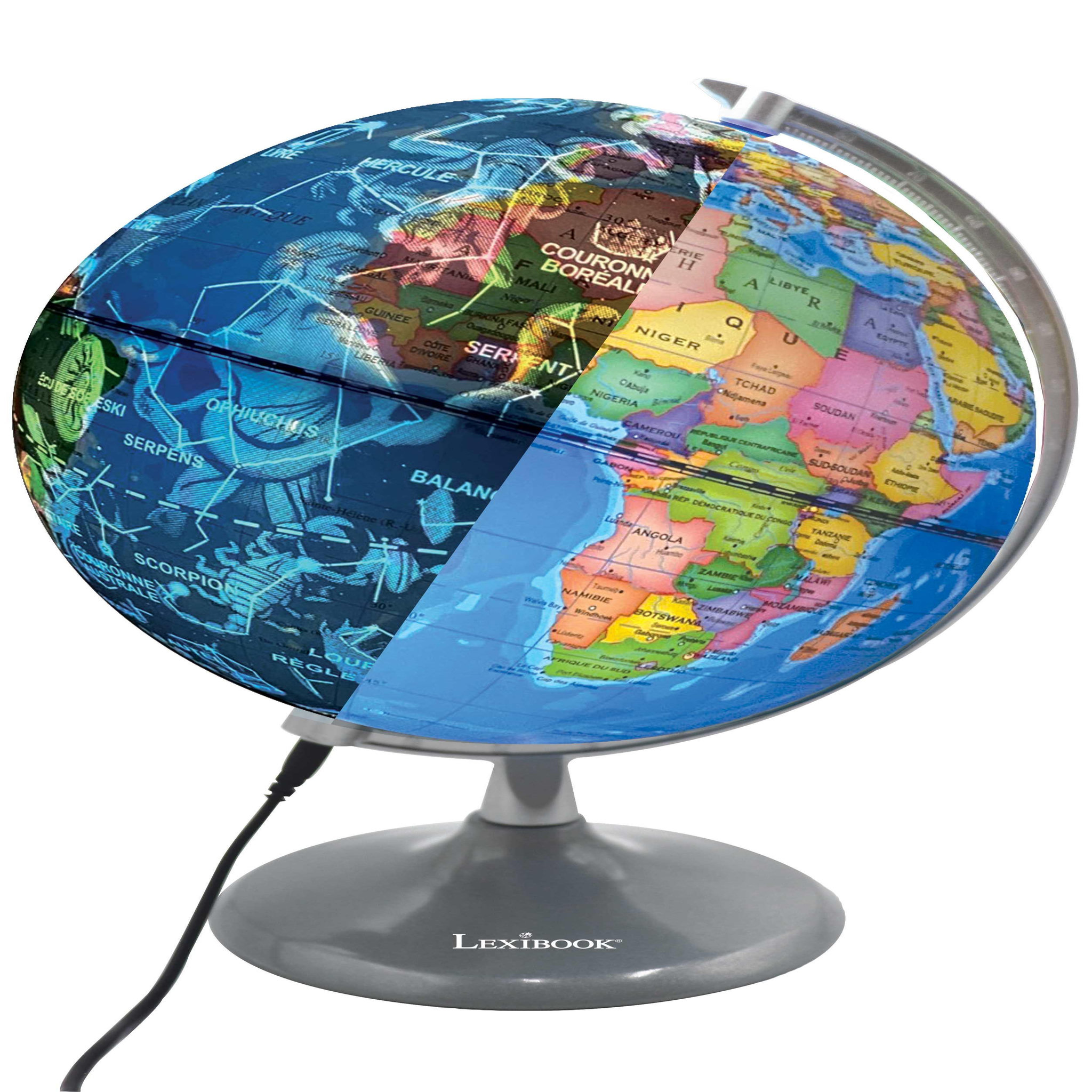 Voir la diapositive 2 : Lexibook Globe jour et nuit lumineux (français)