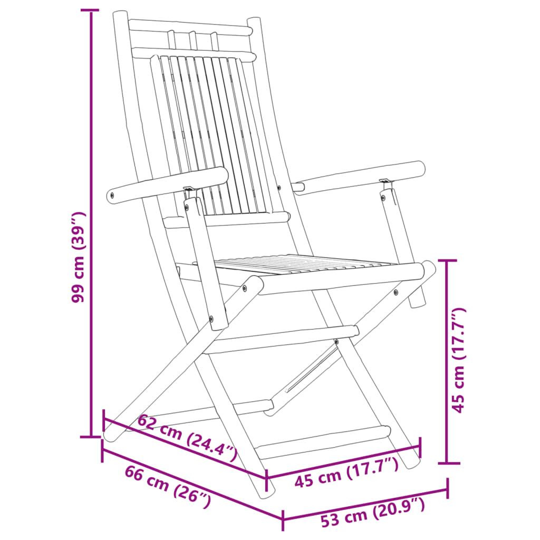Voir la diapositive 6 : VIDAXL Chaises pliables de jardin lot de 6 53x66x99 cm bambou