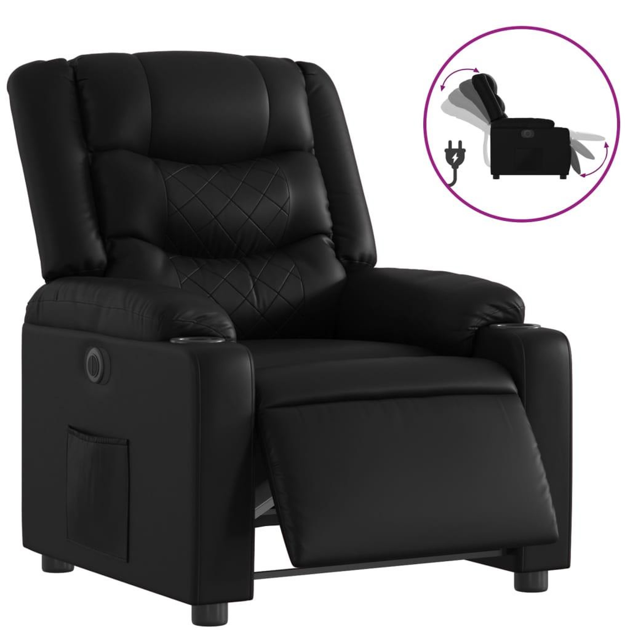 Voir la diapositive 2 : VIDAXL Fauteuil inclinable electrique Noir Similicuir