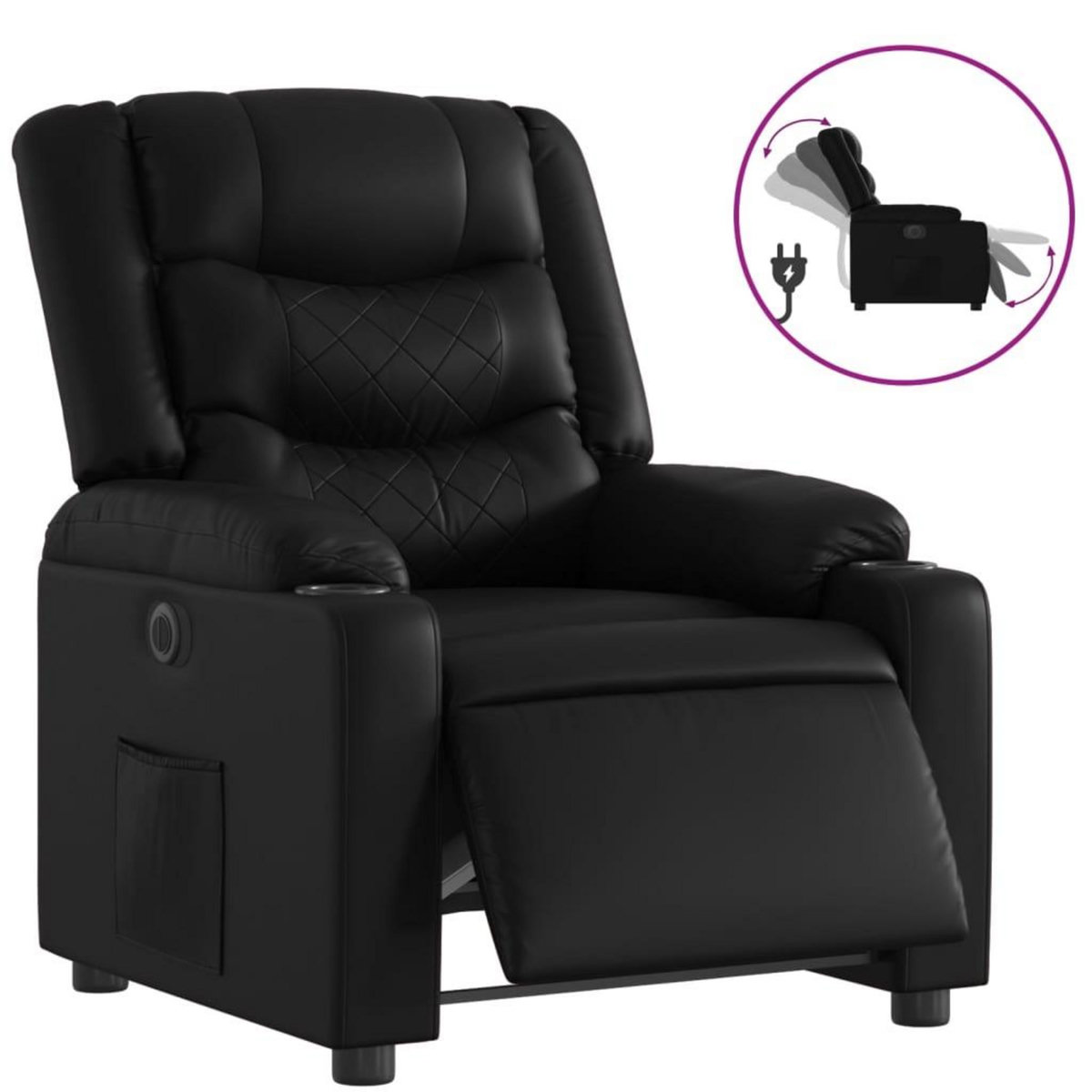 VIDAXL Fauteuil inclinable electrique Noir Similicuir